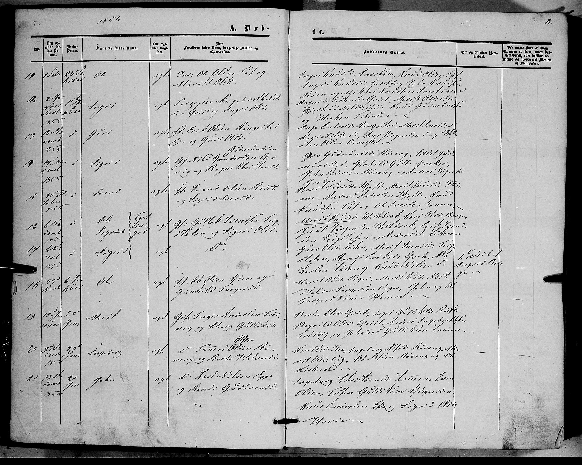 Vestre Slidre prestekontor, SAH/PREST-136/H/Ha/Haa/L0002: Parish register (official) no. 2, 1856-1864, p. 8
