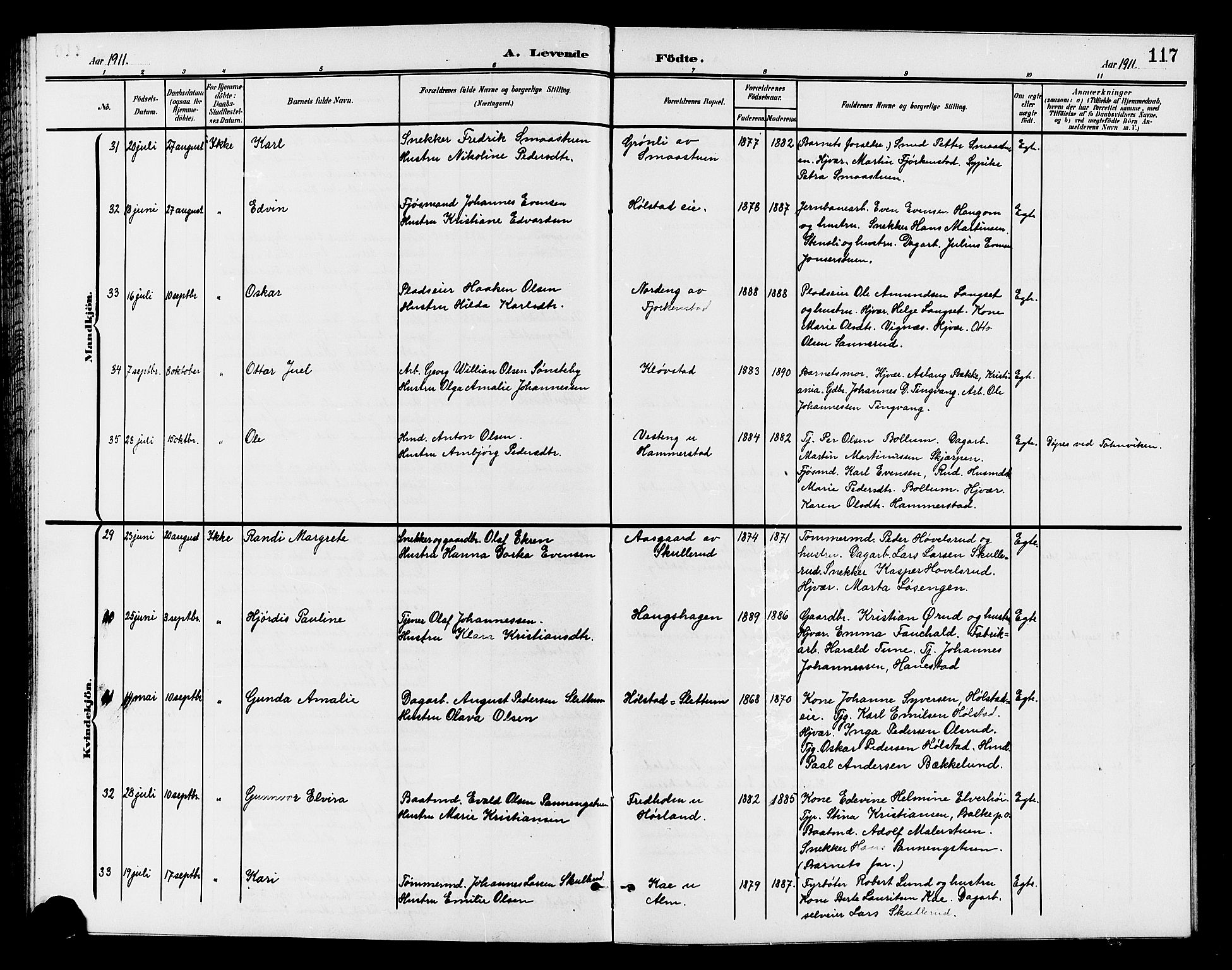 Østre Toten prestekontor, AV/SAH-PREST-104/H/Ha/Hab/L0007: Parish register (copy) no. 7, 1901-1912, p. 117