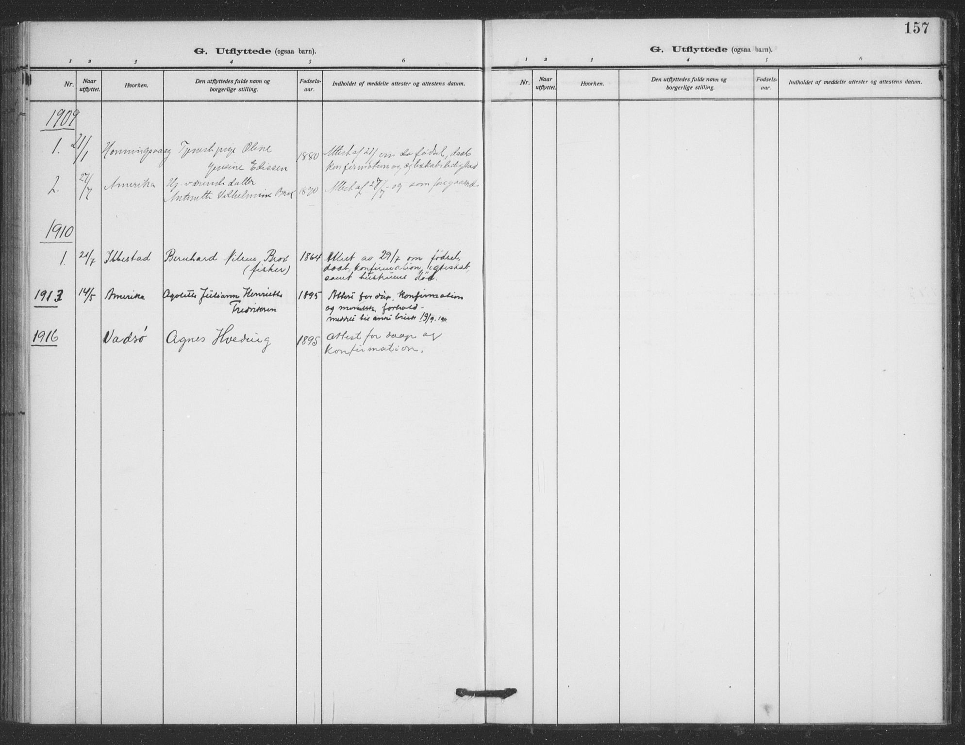 Tana sokneprestkontor, SATØ/S-1334/H/Ha/L0008kirke: Parish register (official) no. 8, 1908-1920, p. 157