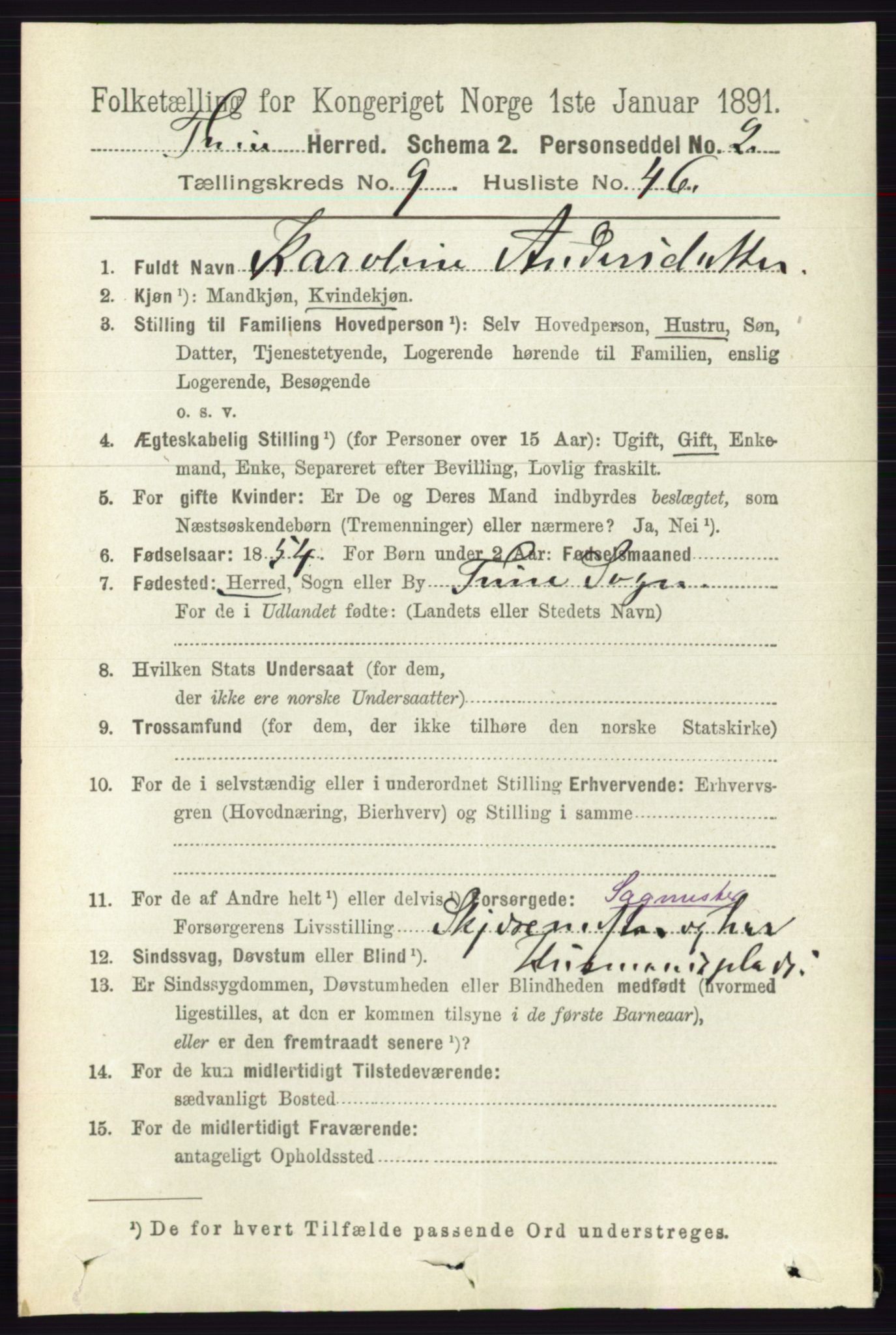 RA, 1891 census for 0130 Tune, 1891, p. 6502