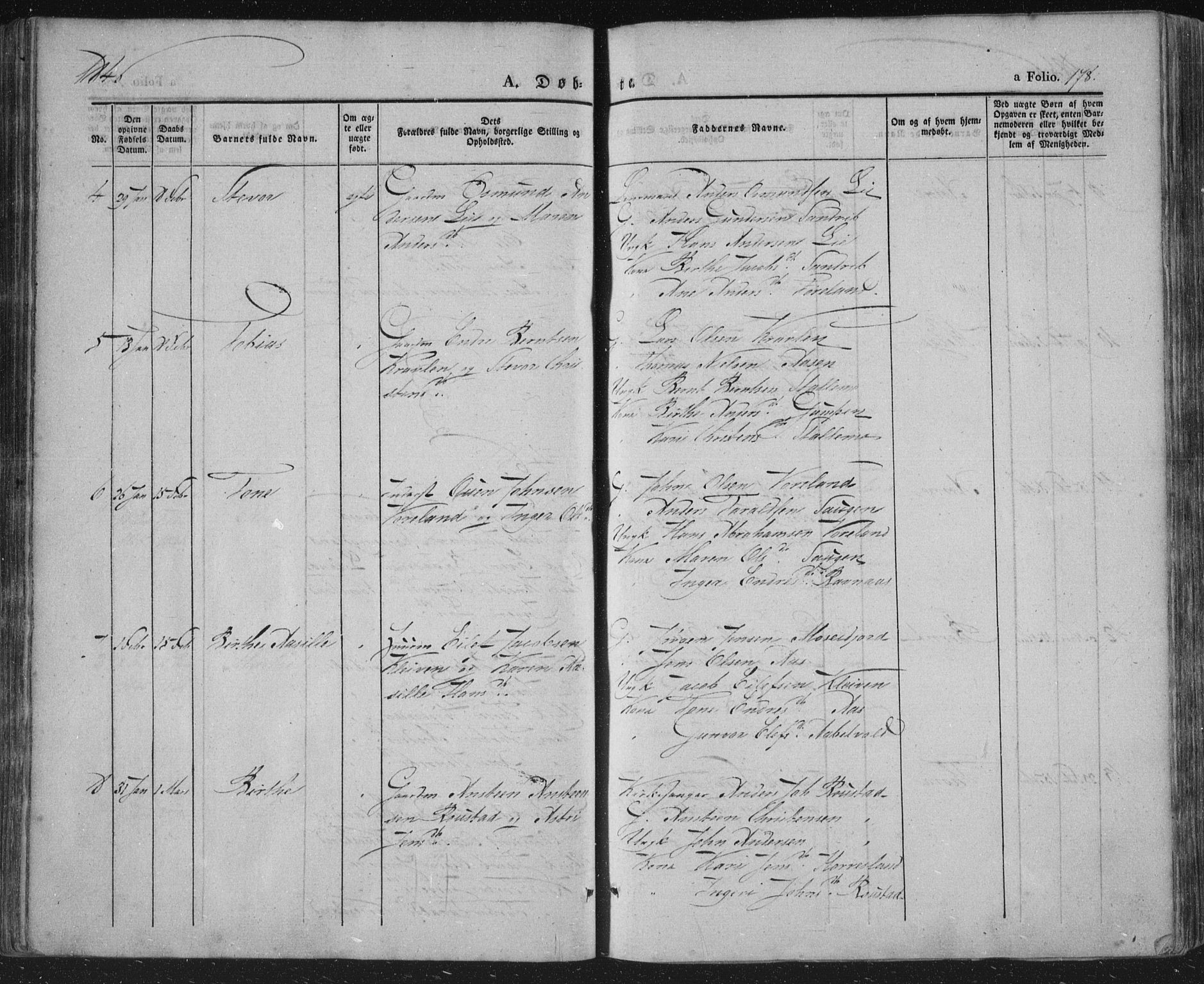 Vennesla sokneprestkontor, AV/SAK-1111-0045/Fa/Fac/L0004: Parish register (official) no. A 4, 1834-1855, p. 178