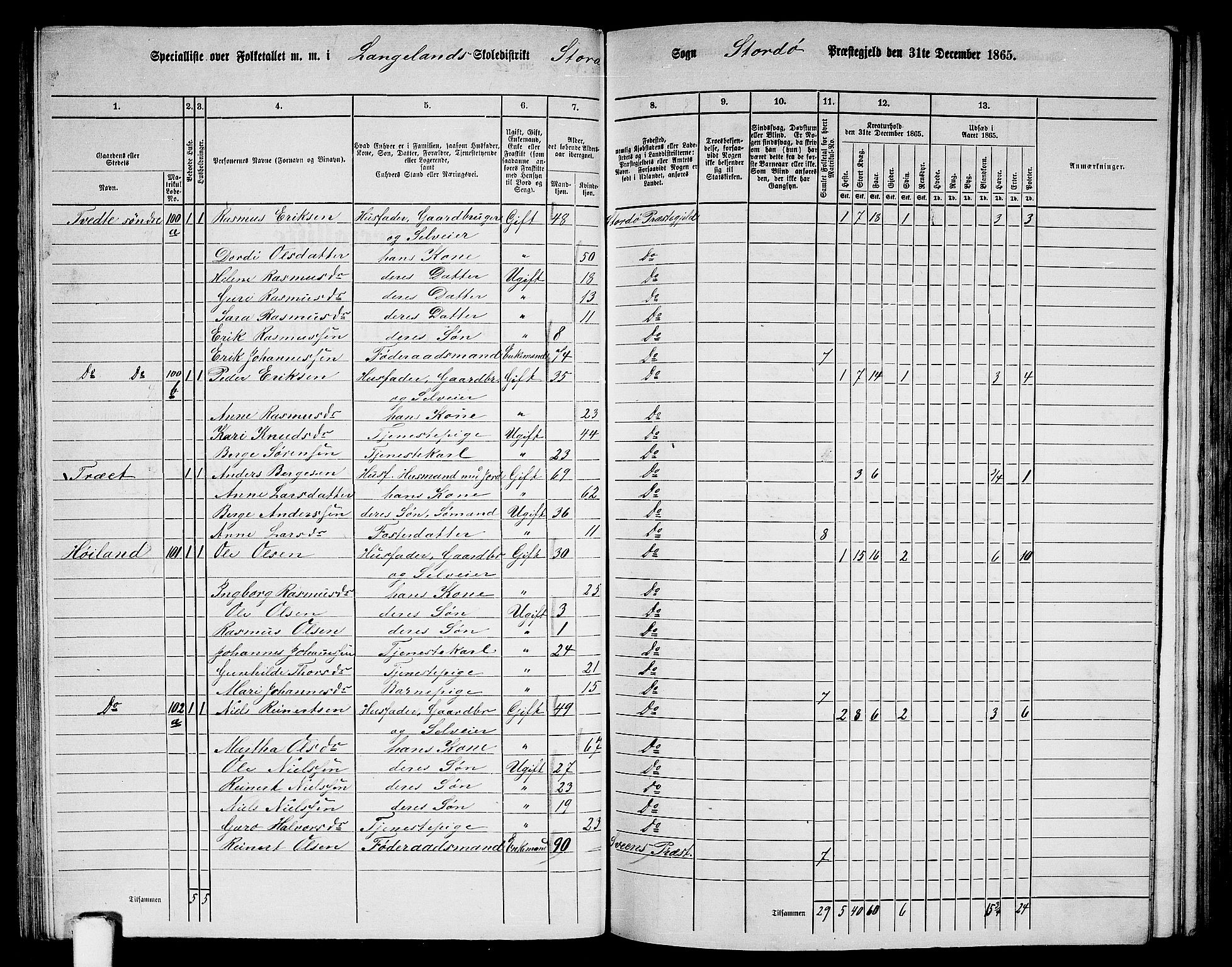 RA, 1865 census for Stord, 1865, p. 60