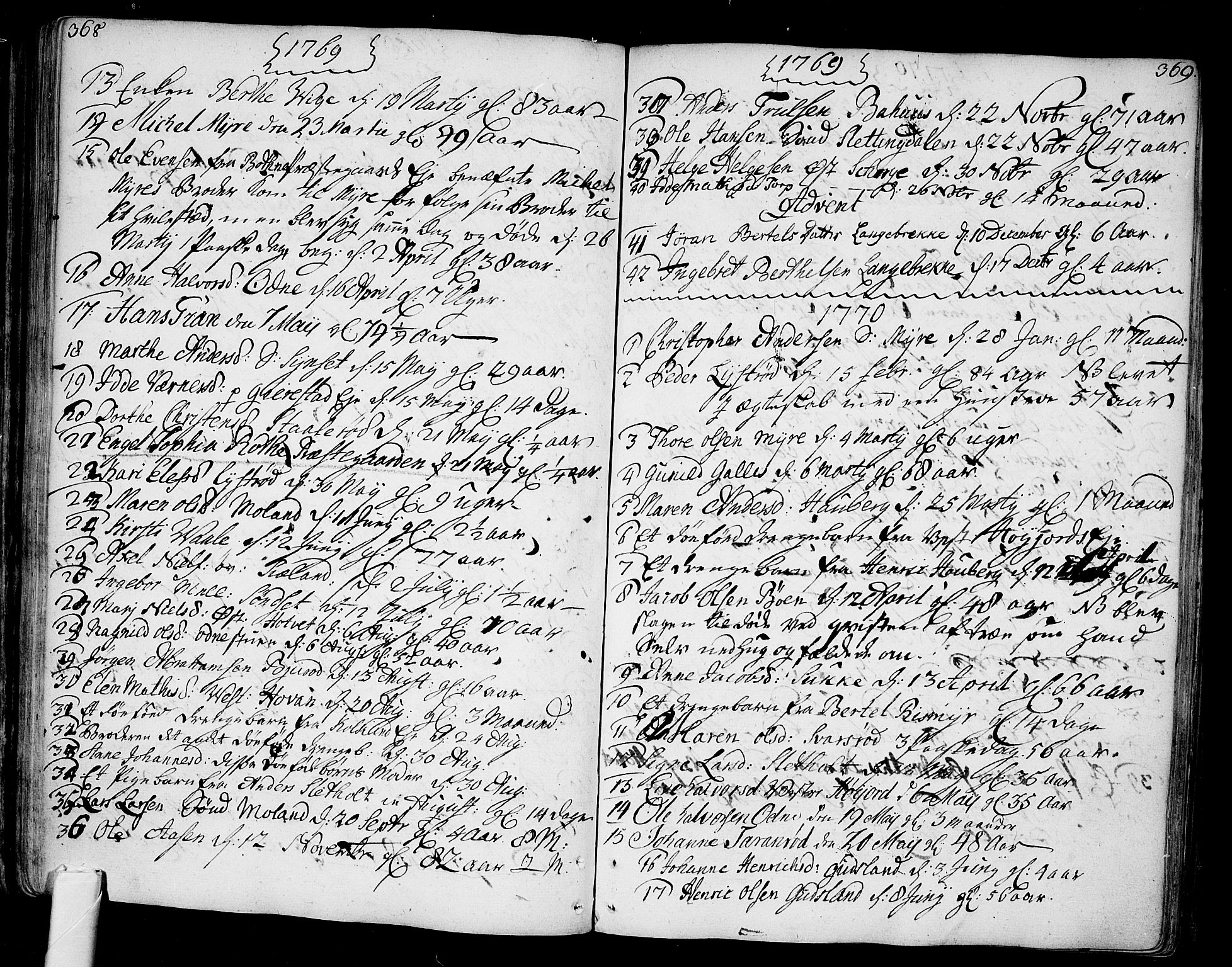 Andebu kirkebøker, AV/SAKO-A-336/F/Fa/L0002: Parish register (official) no. 2, 1733-1802, p. 368-369