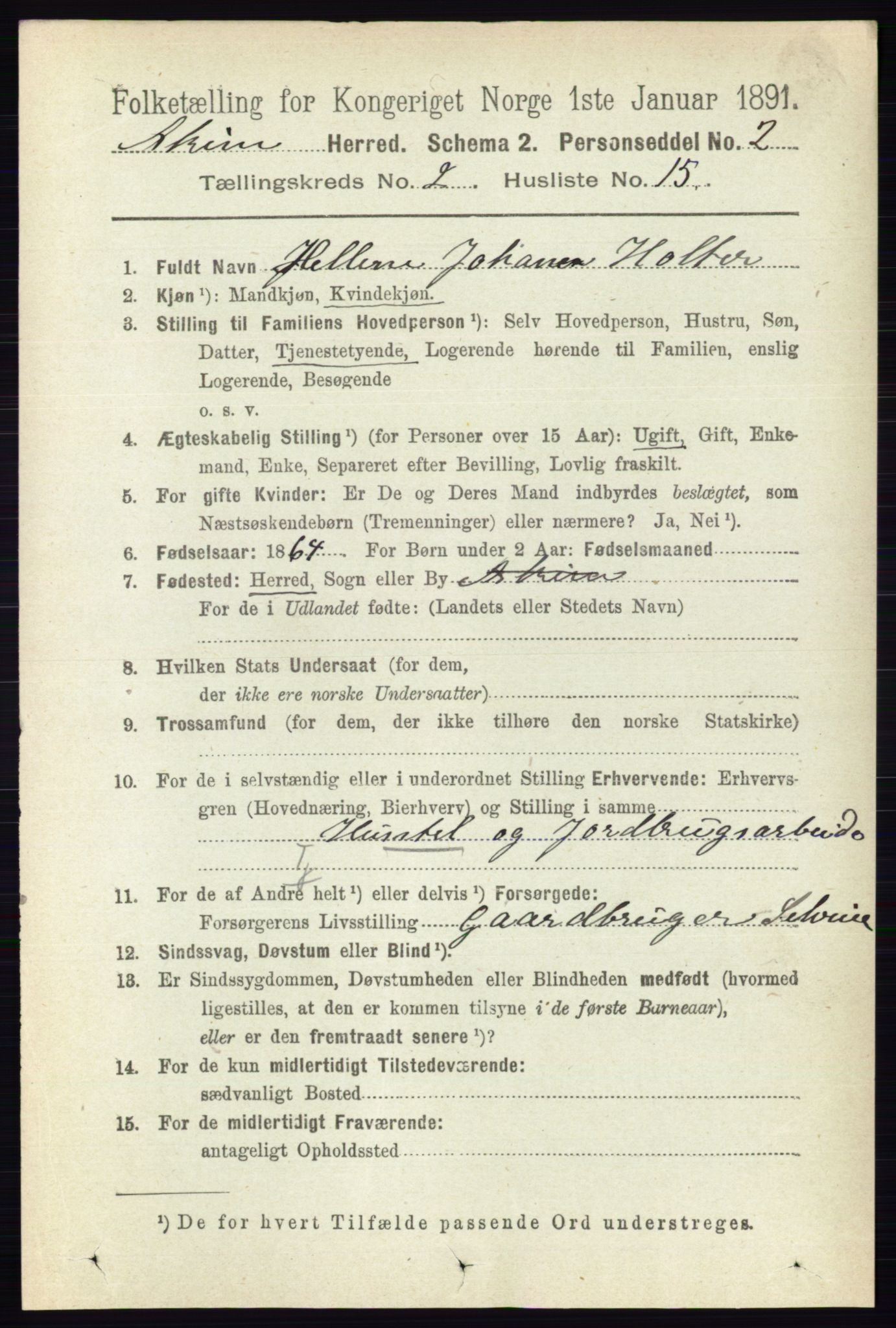 RA, 1891 census for 0124 Askim, 1891, p. 330