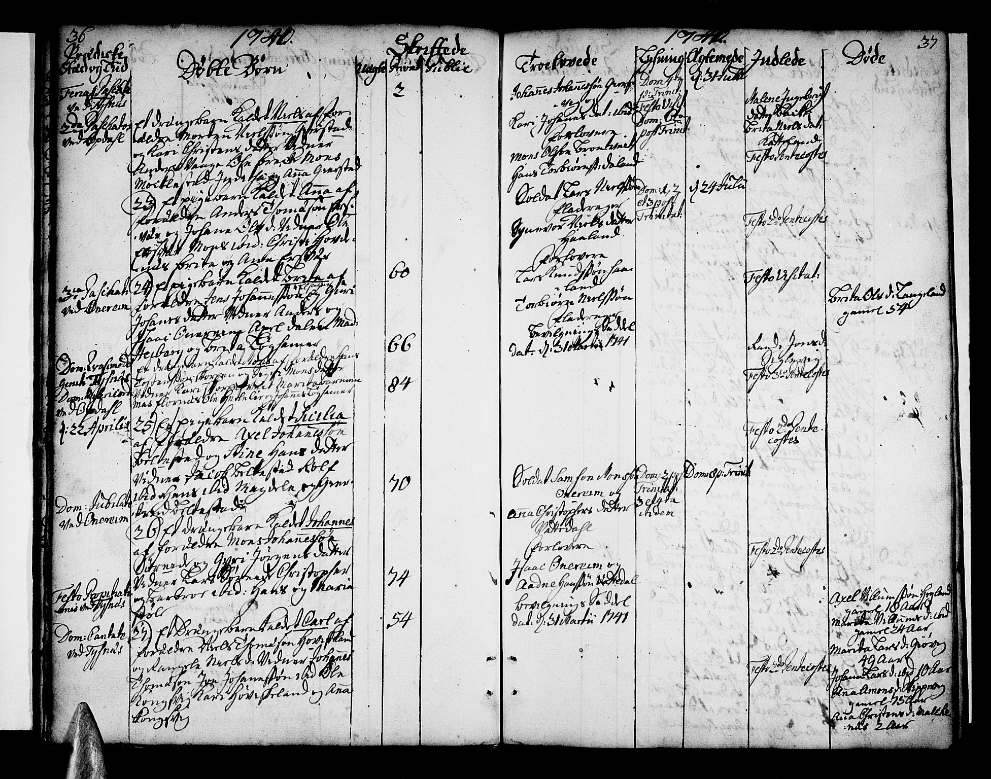 Tysnes sokneprestembete, SAB/A-78601/H/Haa: Parish register (official) no. A 3, 1740-1749, p. 36-37