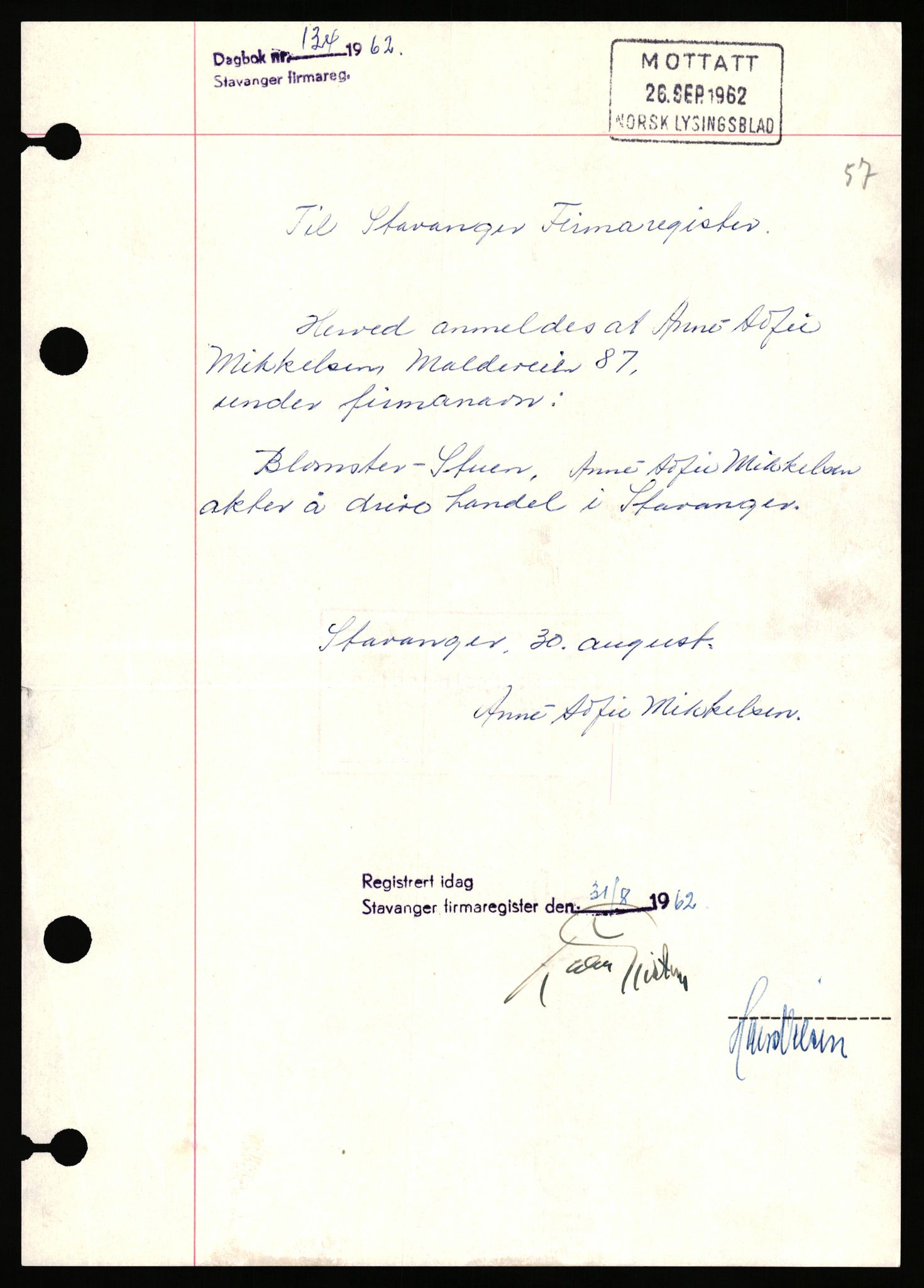 Stavanger byfogd, SAST/A-101408/002/J/Jd/Jde/L0003: Registreringsmeldinger og bilag. Enkeltmannsforetak, 751-1000, 1928-1976, p. 205