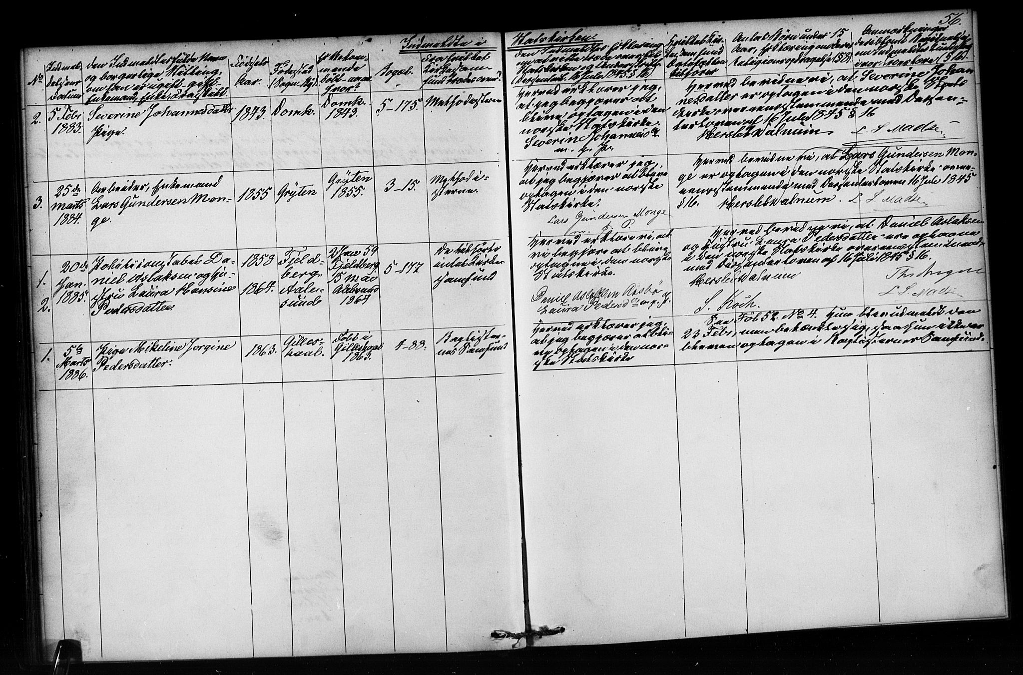 Nykirken Sokneprestembete, SAB/A-77101/H/Haa/L0052: Parish register (official) no. H 1, 1858-1896, p. 56