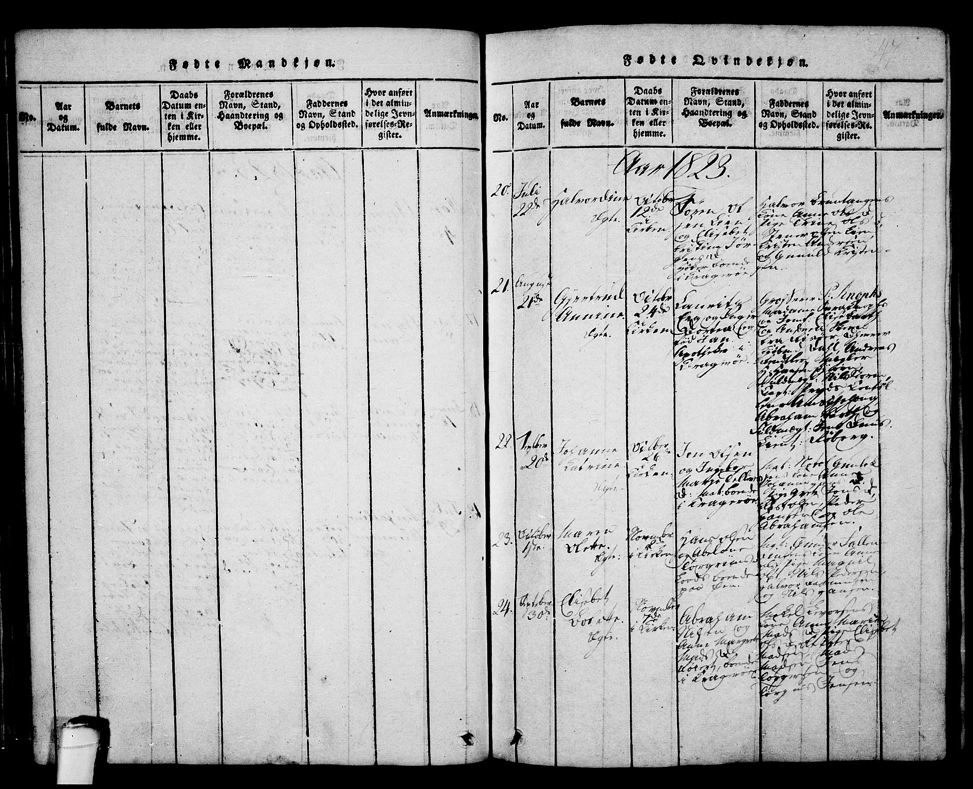 Kragerø kirkebøker, AV/SAKO-A-278/G/Ga/L0002: Parish register (copy) no. 2, 1814-1831, p. 47
