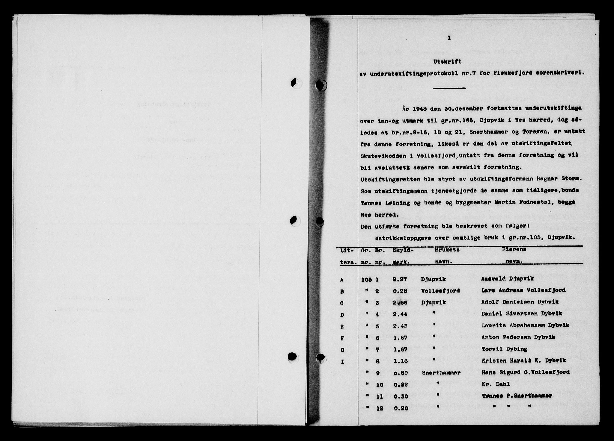 Flekkefjord sorenskriveri, SAK/1221-0001/G/Gb/Gba/L0064: Mortgage book no. A-12, 1948-1949, Diary no: : 249/1949