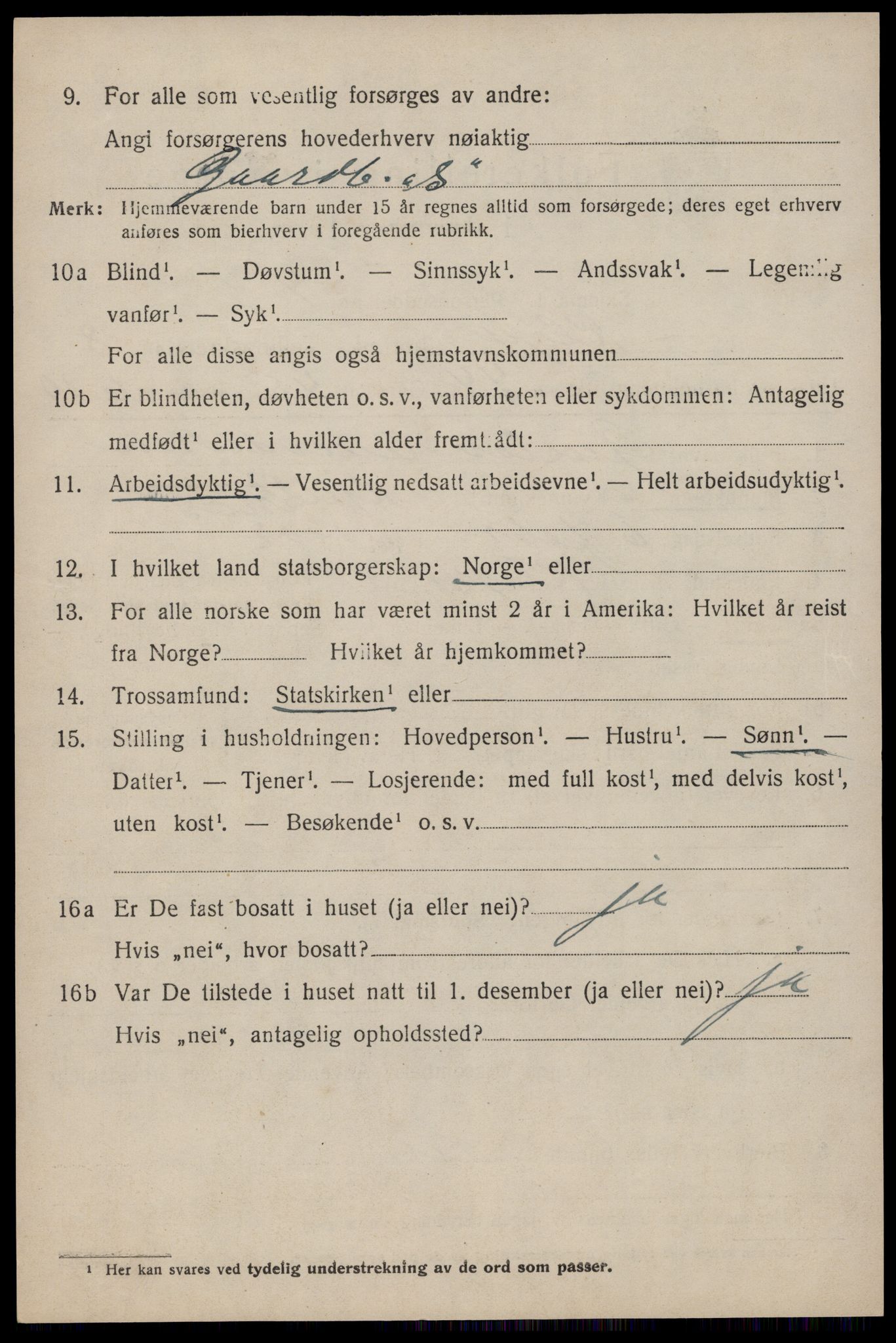 SAST, 1920 census for Klepp, 1920, p. 7541