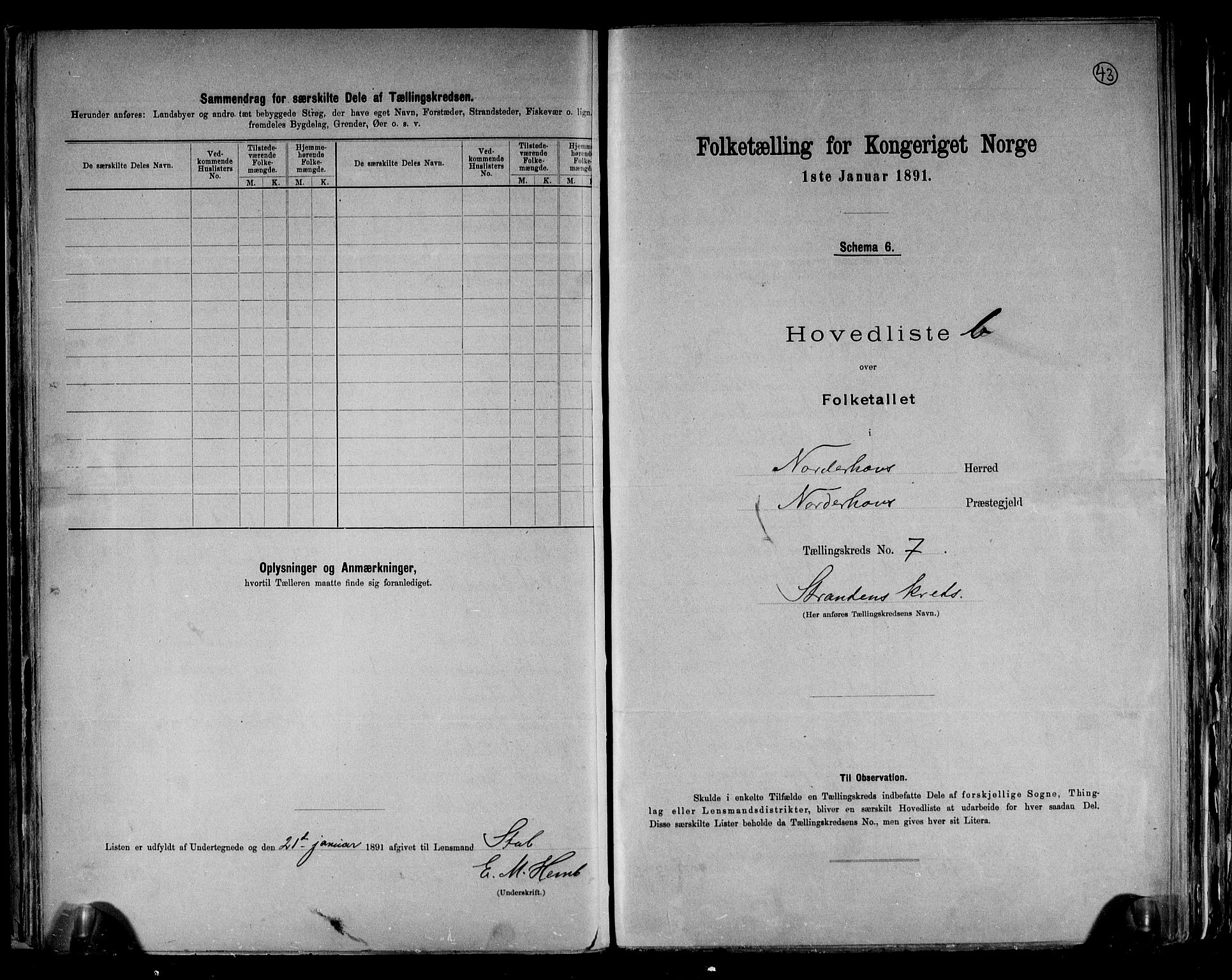 RA, 1891 census for 0613 Norderhov, 1891, p. 22