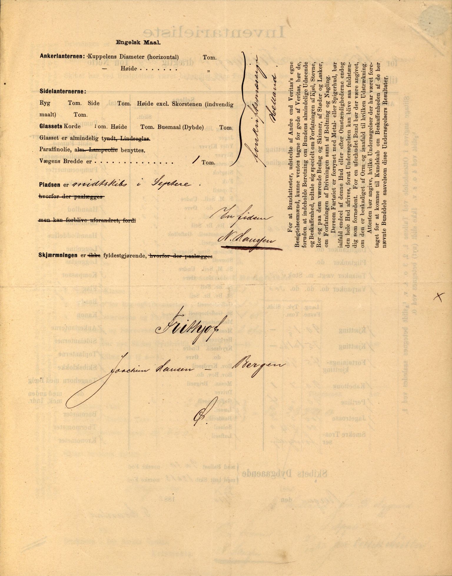 Pa 63 - Østlandske skibsassuranceforening, VEMU/A-1079/G/Ga/L0017/0010: Havaridokumenter / Frithjof, Grid, Gratitude, Gaselle, Garibaldi, 1884, p. 9