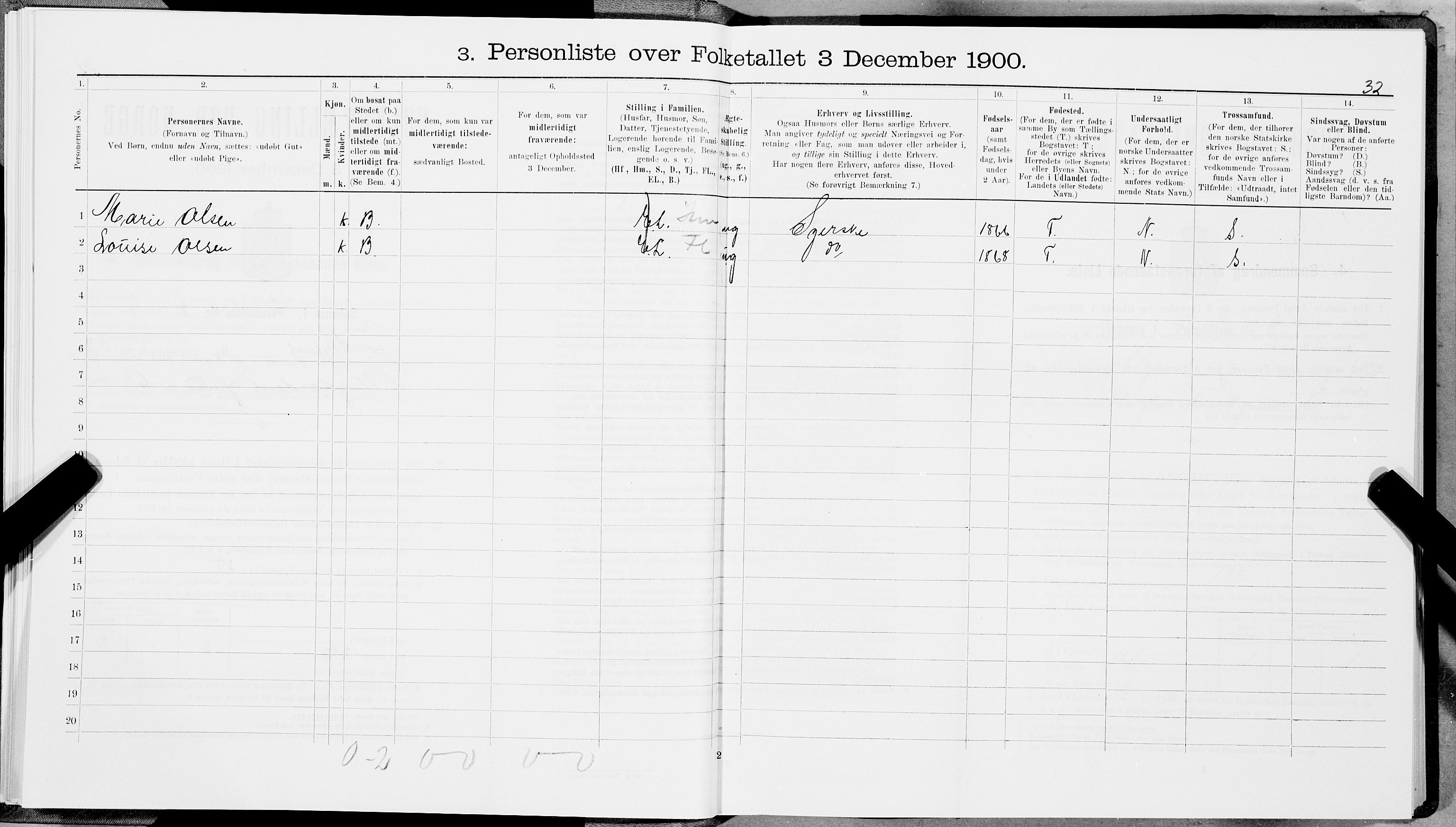 SAT, 1900 census for Trondheim, 1900, p. 8751