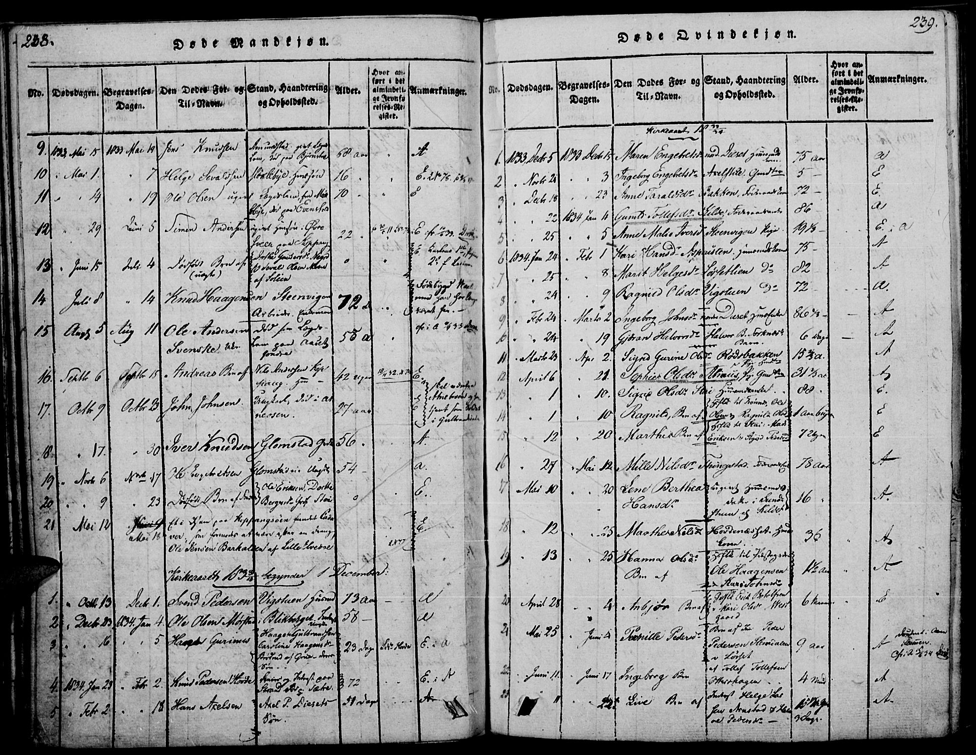 Åmot prestekontor, Hedmark, SAH/PREST-056/H/Ha/Haa/L0005: Parish register (official) no. 5, 1815-1841, p. 238-239