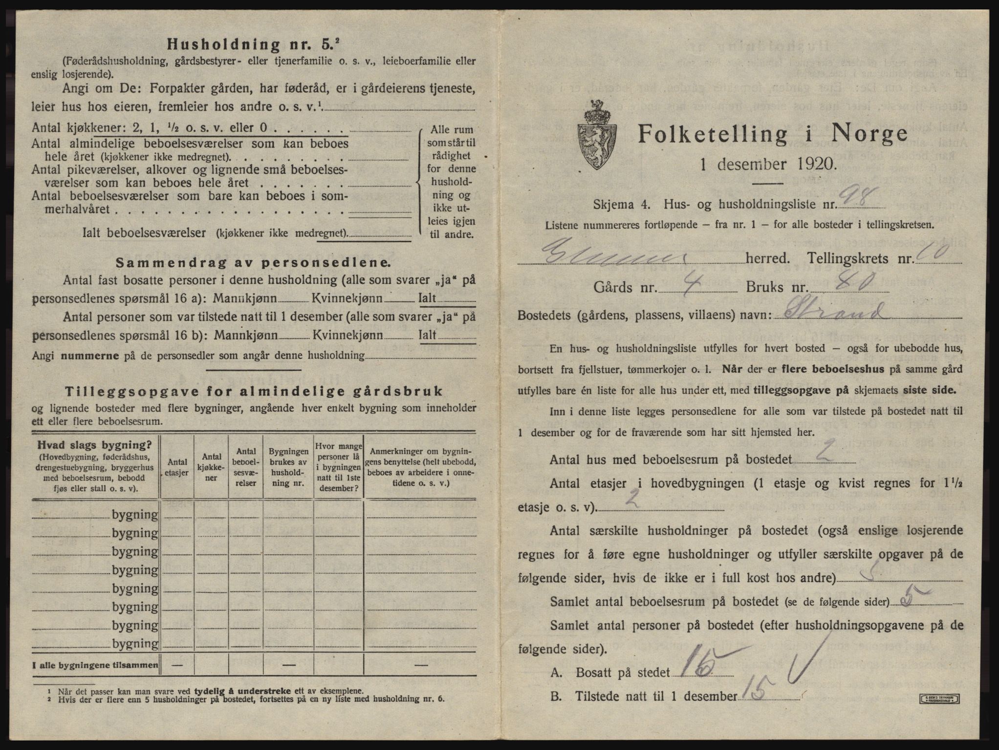 SAO, 1920 census for Glemmen, 1920, p. 2119