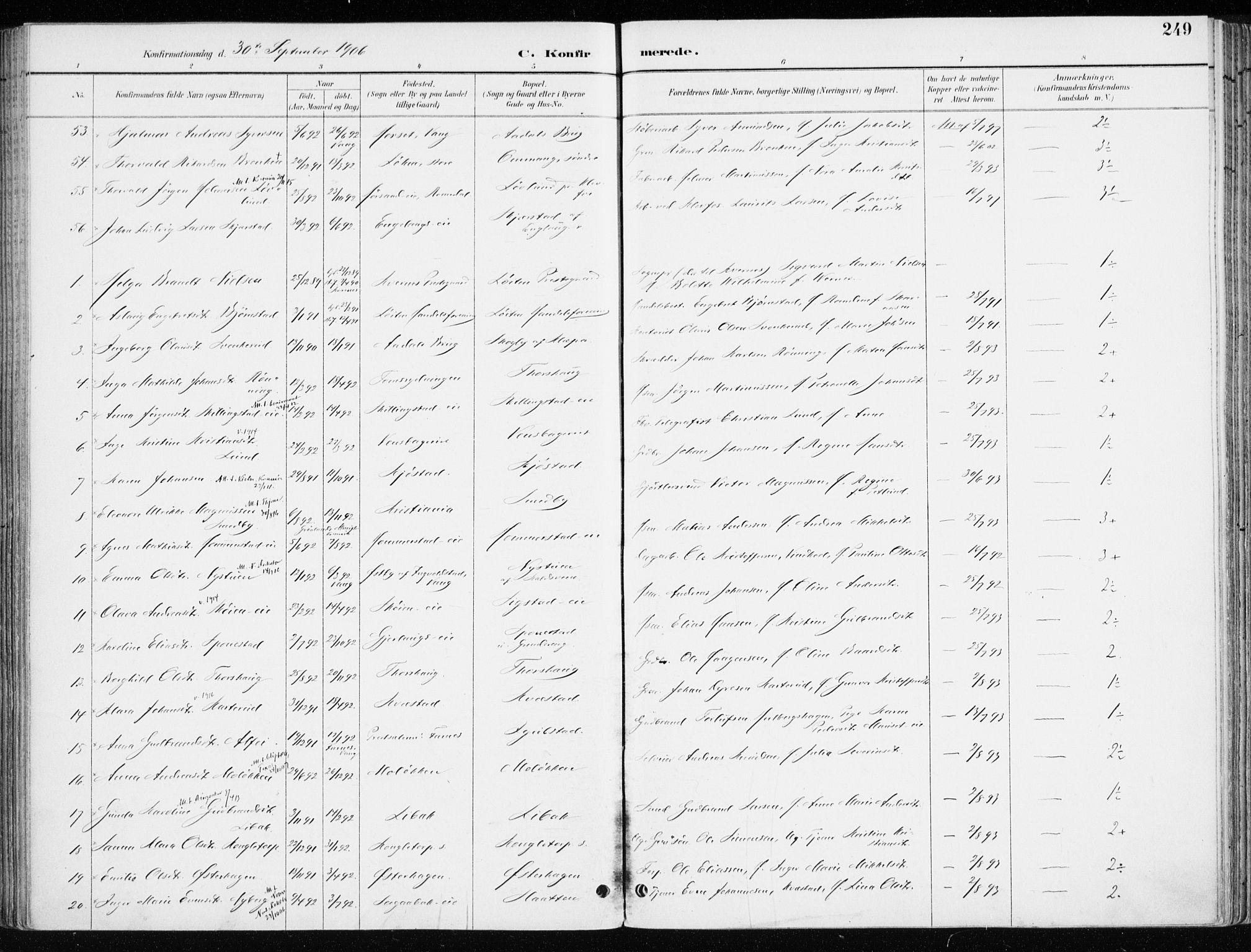 Løten prestekontor, AV/SAH-PREST-022/K/Ka/L0010: Parish register (official) no. 10, 1892-1907, p. 249