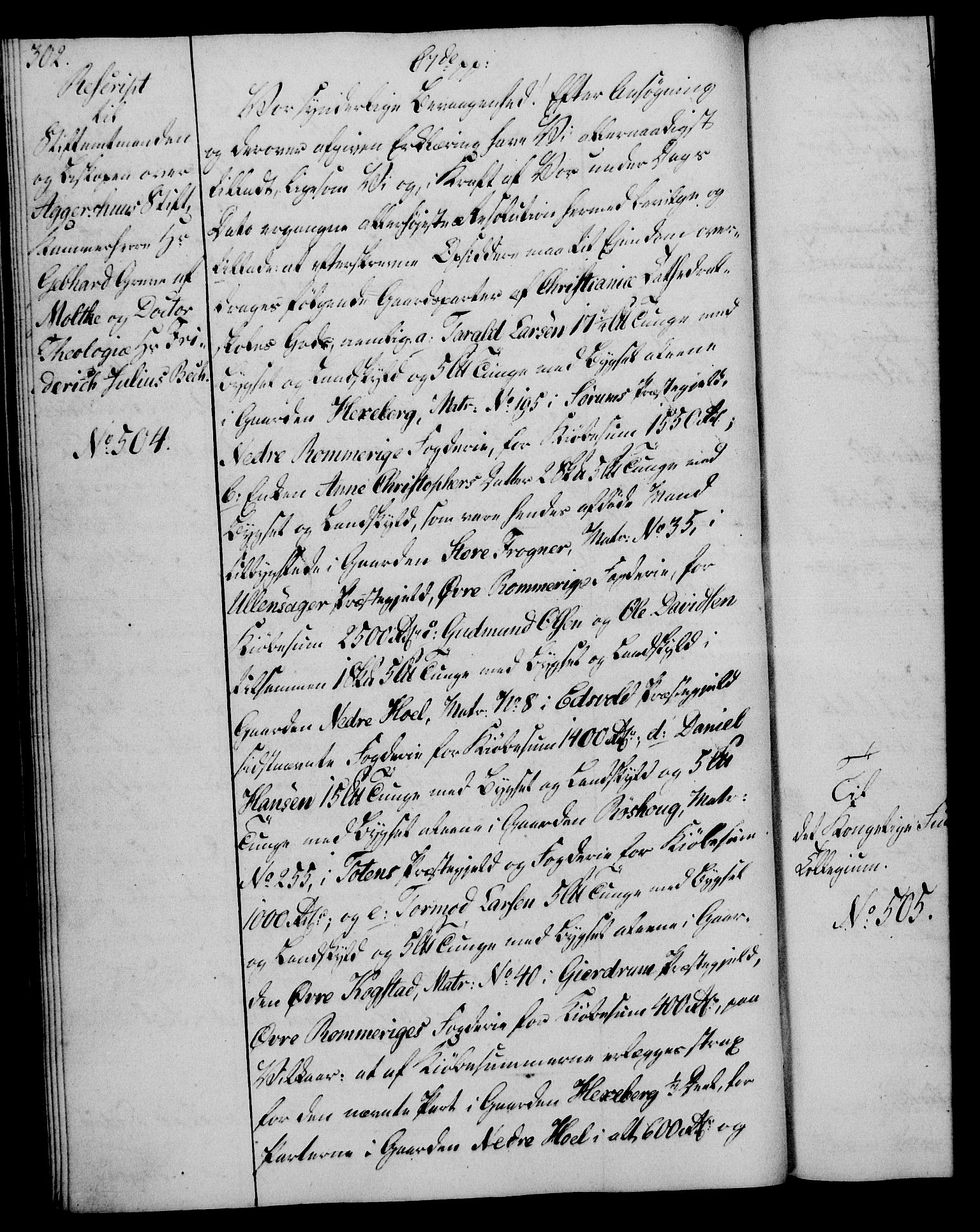 Rentekammeret, Kammerkanselliet, AV/RA-EA-3111/G/Gg/Gga/L0018: Norsk ekspedisjonsprotokoll med register (merket RK 53.18), 1804-1806, p. 302