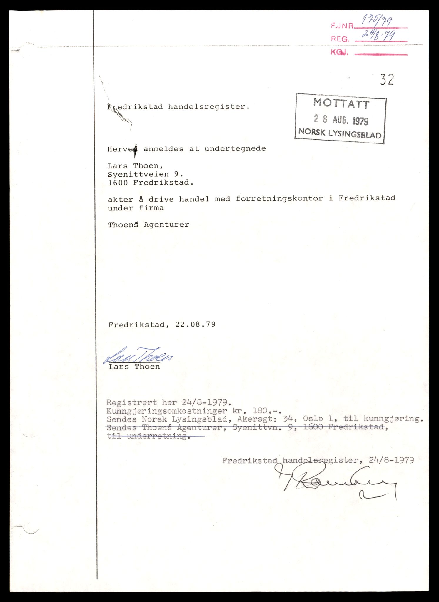 Fredrikstad tingrett, AV/SAT-A-10473/K/Kb/Kbb/L0058: Enkeltmannsforetak, aksjeselskap og andelslag, Tho-Tor, 1944-1990, p. 1