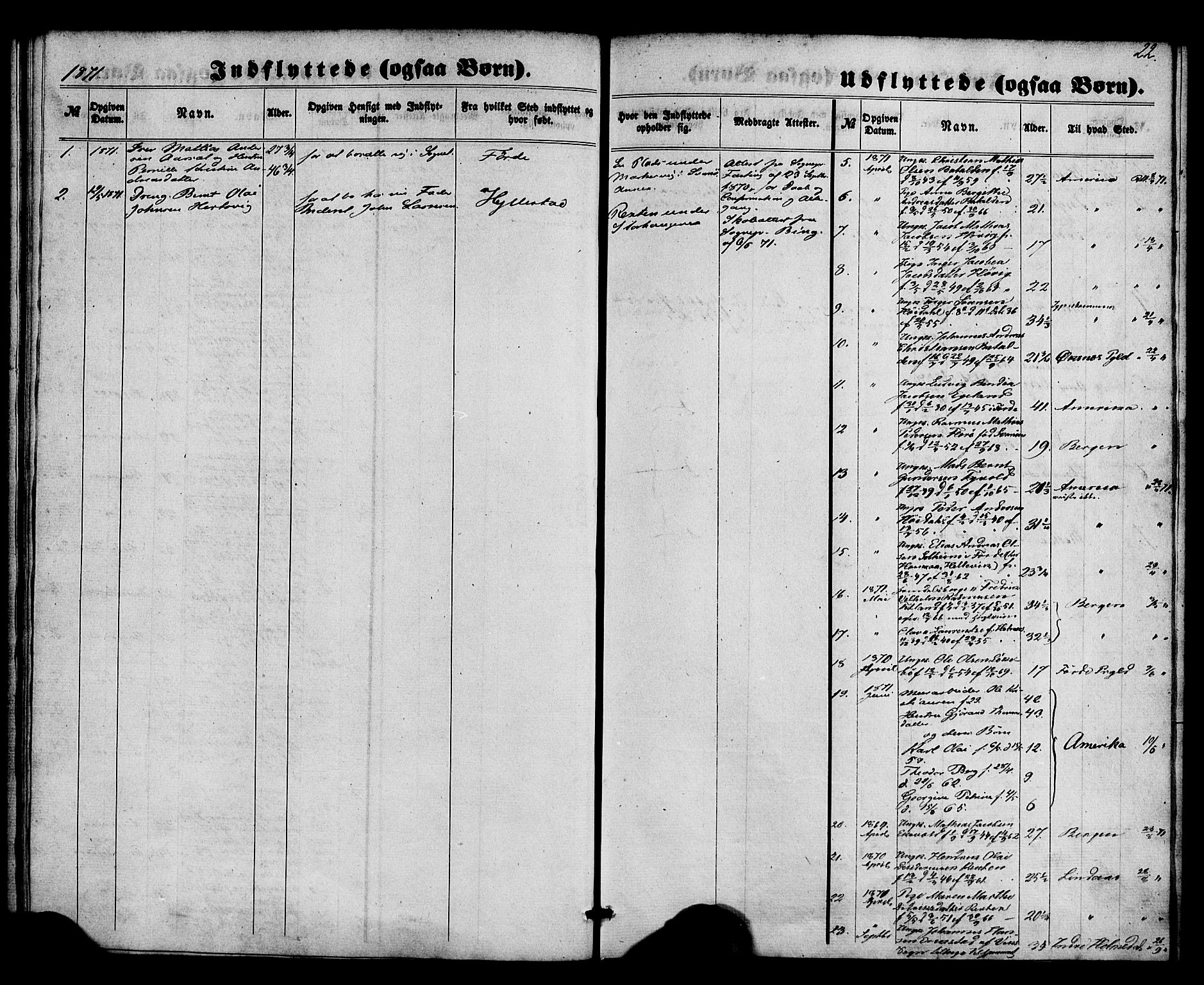 Kinn sokneprestembete, AV/SAB-A-80801/H/Haa/Haaa/L0015: Parish register (official) no. A 15, 1860-1883, p. 22