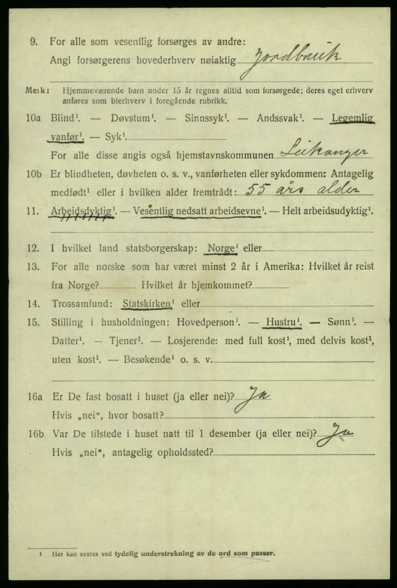 SAB, 1920 census for Leikanger, 1920, p. 4587