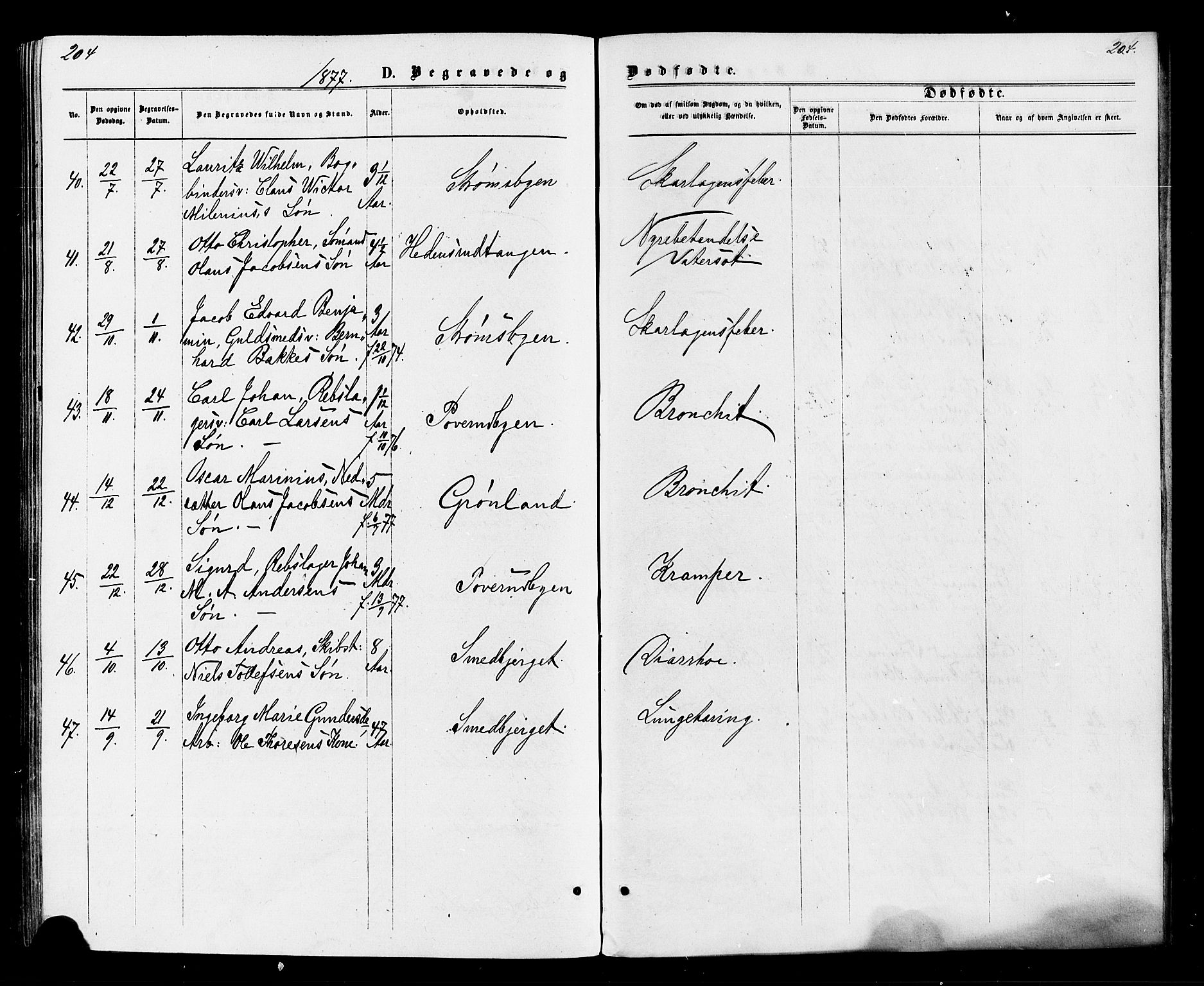 Strømsø kirkebøker, SAKO/A-246/F/Fa/L0020: Parish register (official) no. I 20, 1870-1878, p. 204