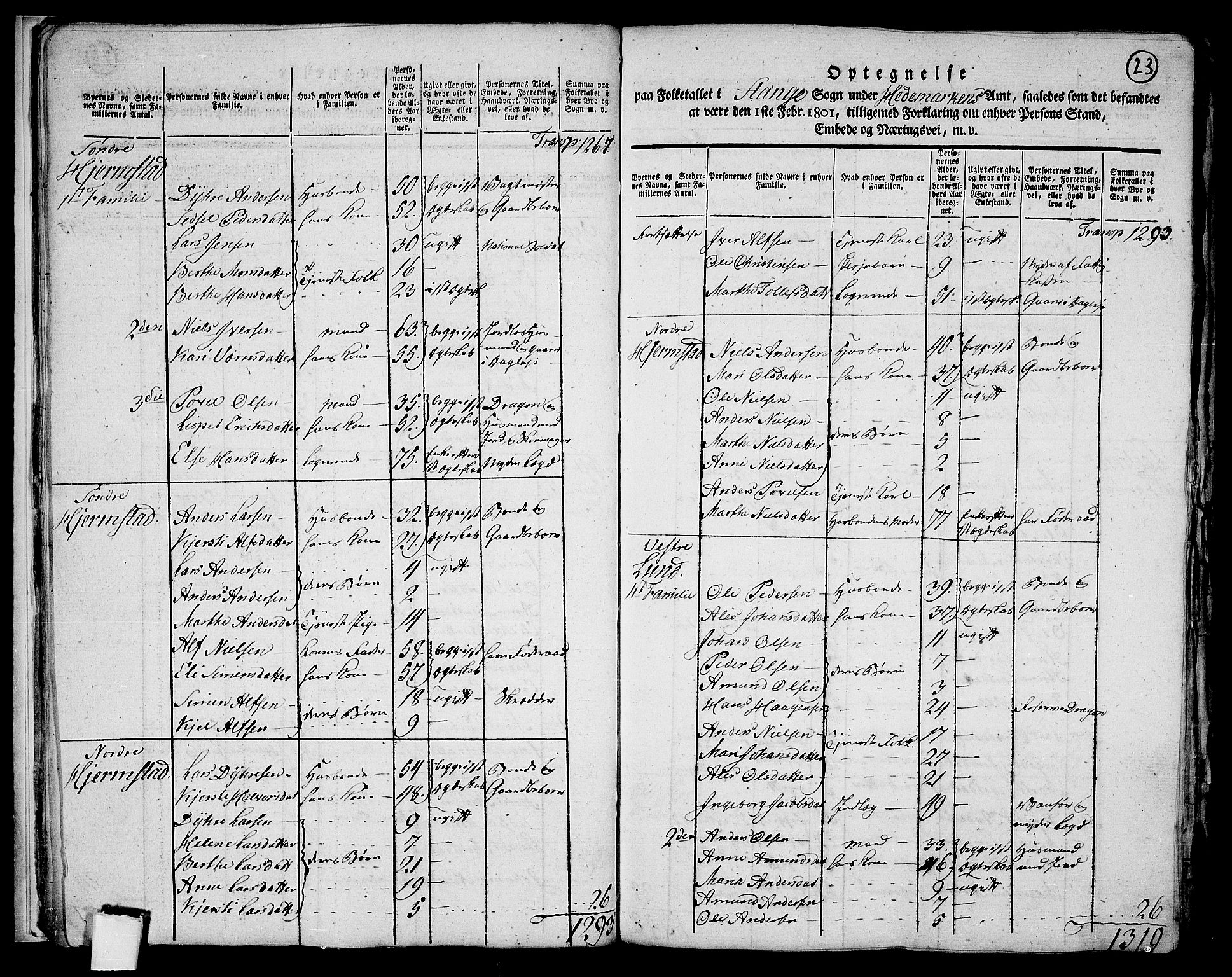 RA, 1801 census for 0417P Stange, 1801, p. 22b-23a