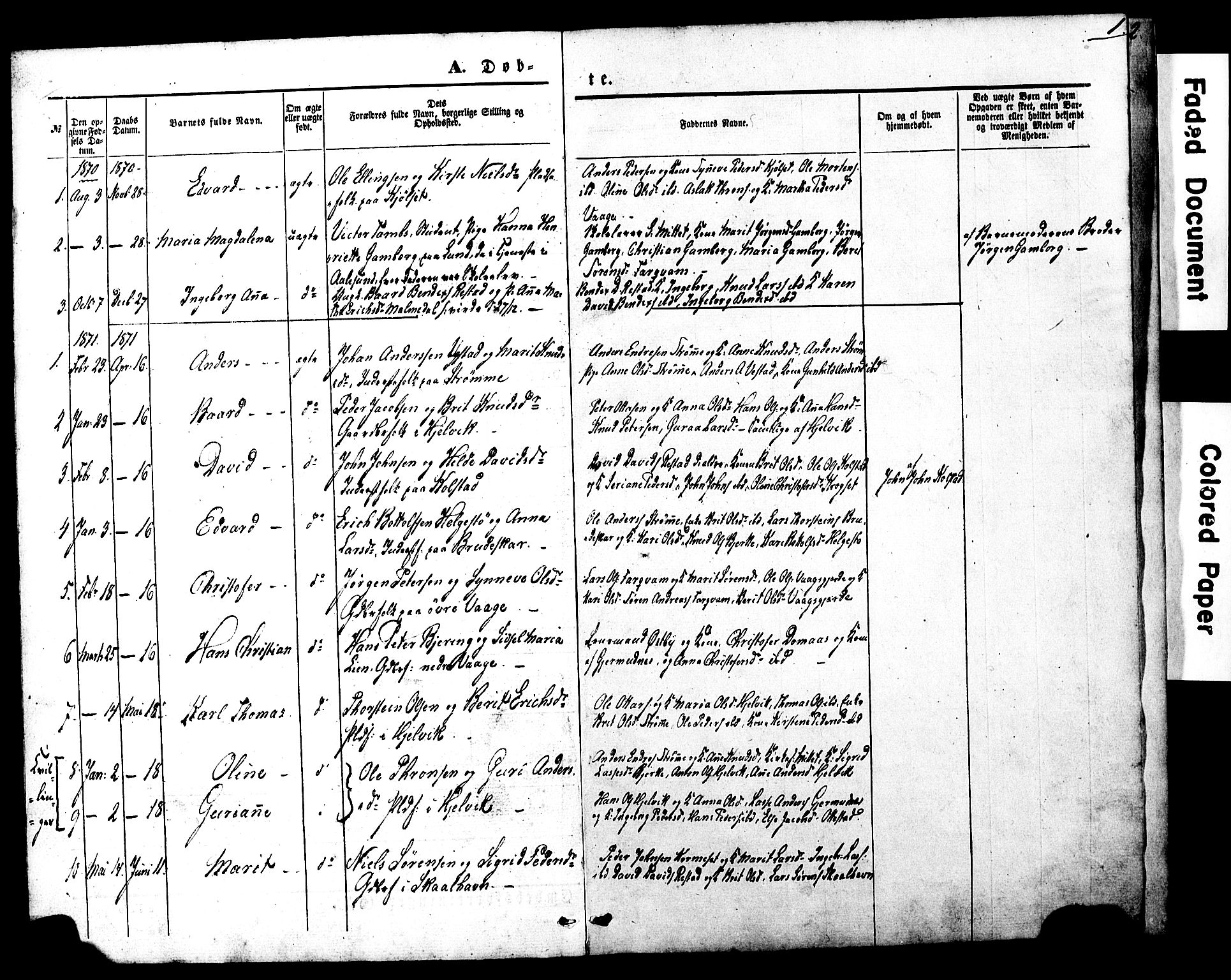 Ministerialprotokoller, klokkerbøker og fødselsregistre - Møre og Romsdal, SAT/A-1454/550/L0618: Parish register (copy) no. 550C01, 1870-1927, p. 1
