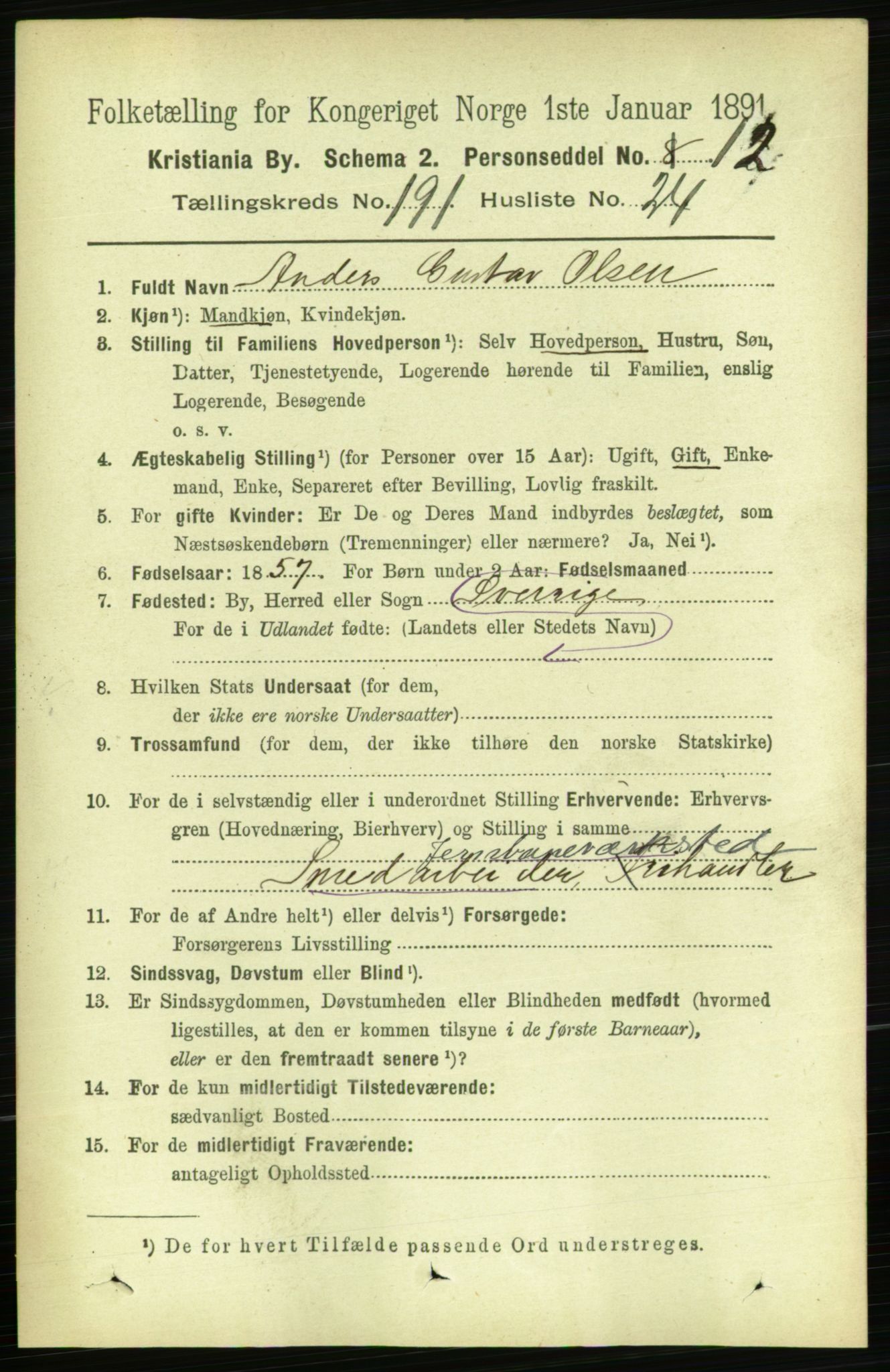 RA, 1891 census for 0301 Kristiania, 1891, p. 115287