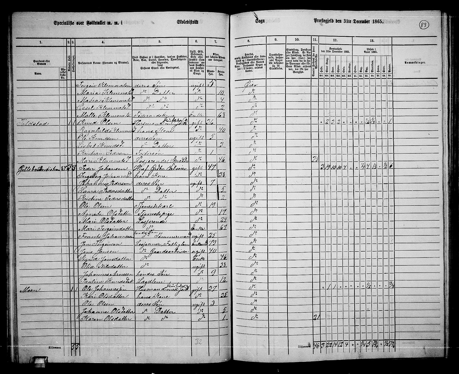 RA, 1865 census for Øyer, 1865, p. 74