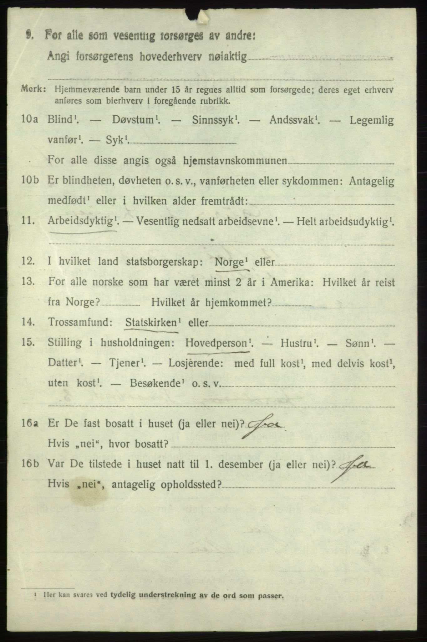 SAB, 1920 census for Fjelberg, 1920, p. 3276