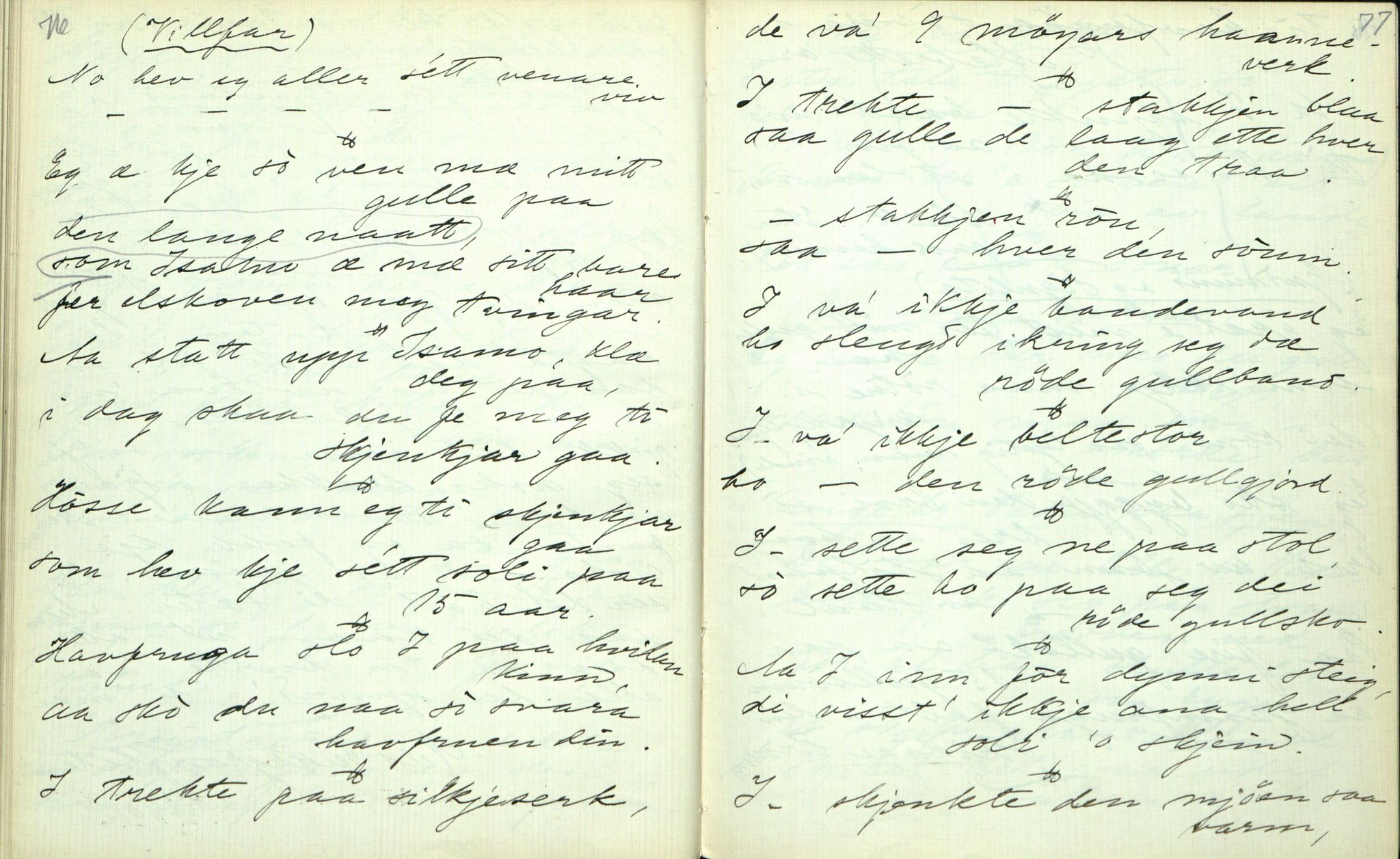 Rikard Berge, TEMU/TGM-A-1003/F/L0003/0004: 061-100 Innholdslister / 64 Segnir og sogur m.m., 1910, p. 76-77