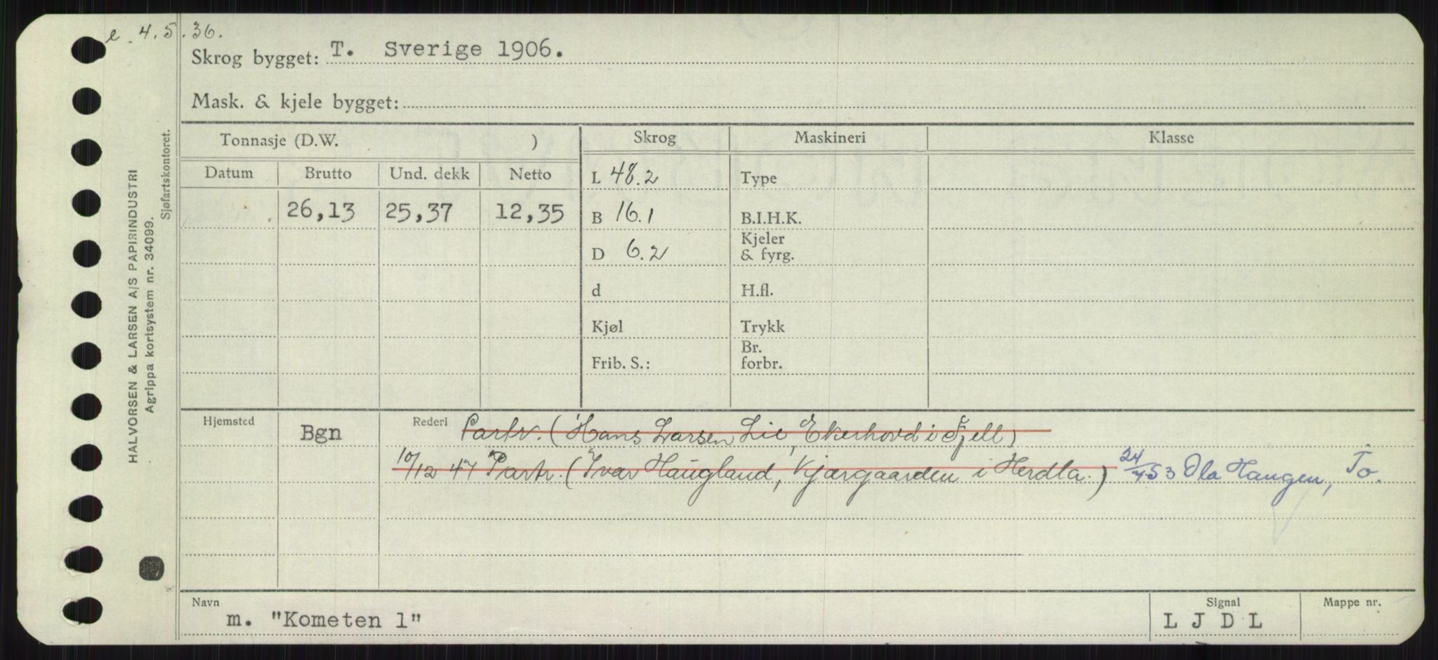 Sjøfartsdirektoratet med forløpere, Skipsmålingen, RA/S-1627/H/Ha/L0003/0002: Fartøy, Hilm-Mar / Fartøy, Kom-Mar, p. 3