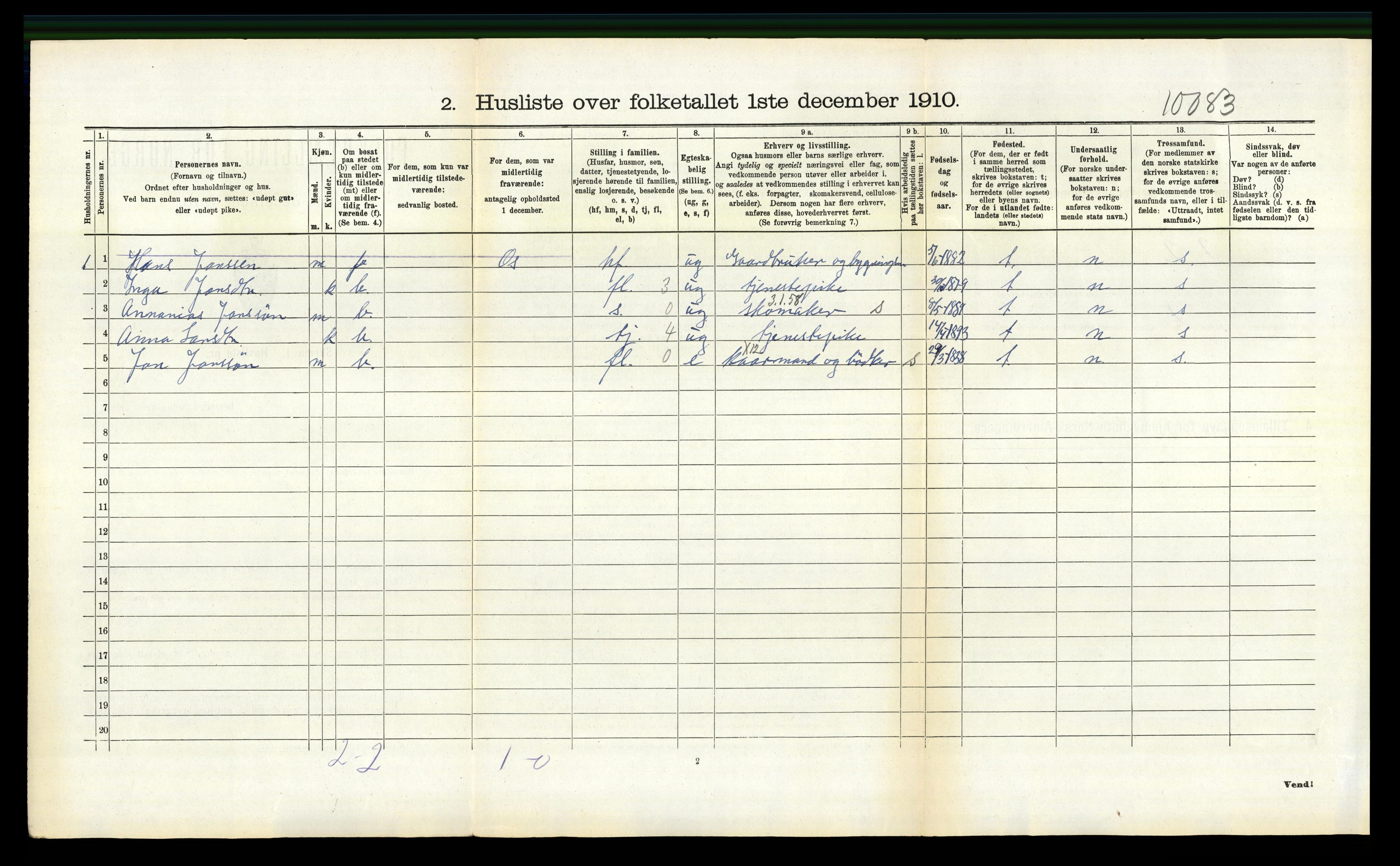 RA, 1910 census for Strandvik, 1910, p. 104