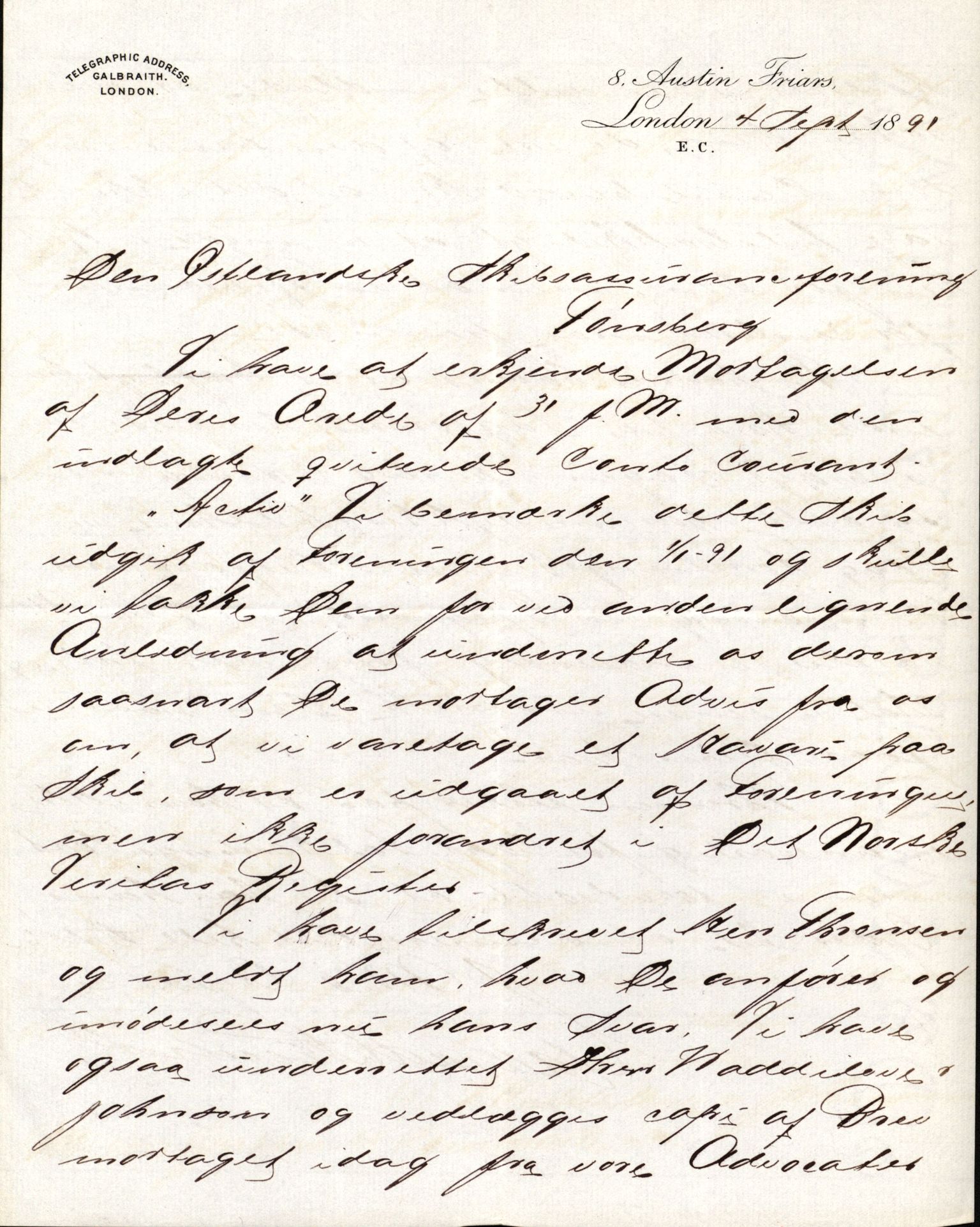 Pa 63 - Østlandske skibsassuranceforening, VEMU/A-1079/G/Ga/L0027/0006: Havaridokumenter / Union, Trio, Einar, Eidsvold, Emma, Svalen, 1891, p. 63