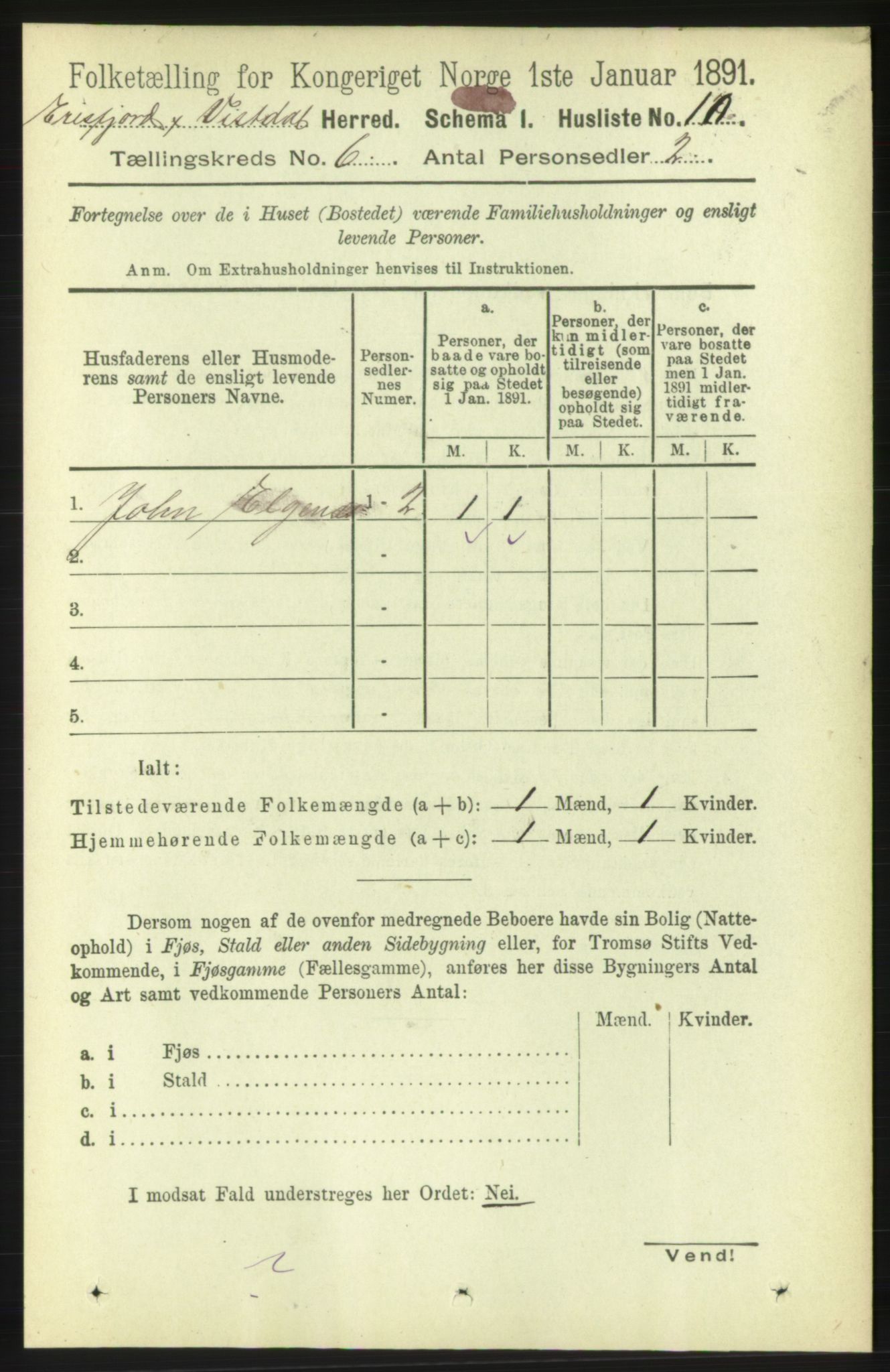 RA, 1891 census for 1542 Eresfjord og Vistdal, 1891, p. 1465