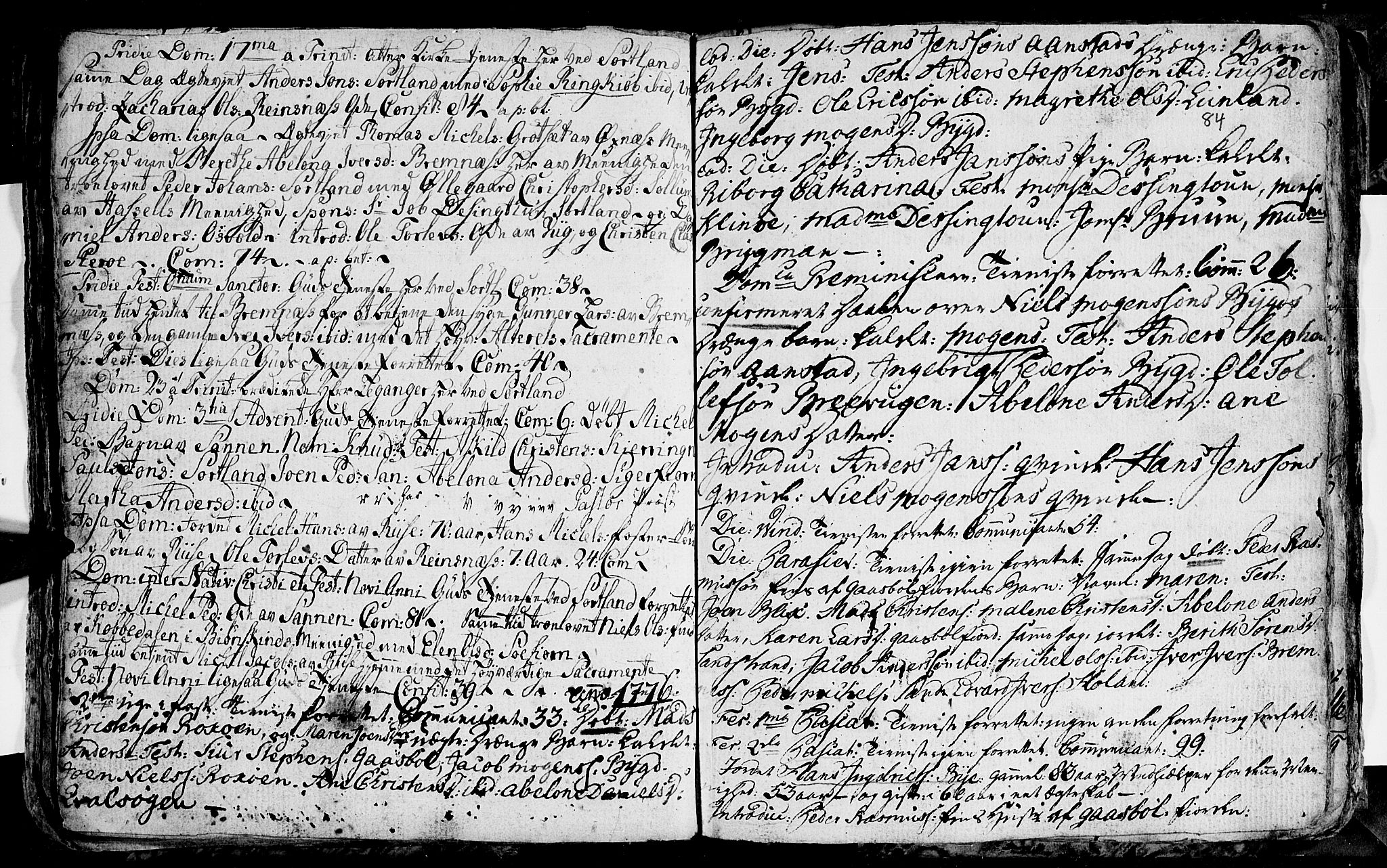 Ministerialprotokoller, klokkerbøker og fødselsregistre - Nordland, SAT/A-1459/895/L1366: Parish register (official) no. 895A01, 1730-1794, p. 84
