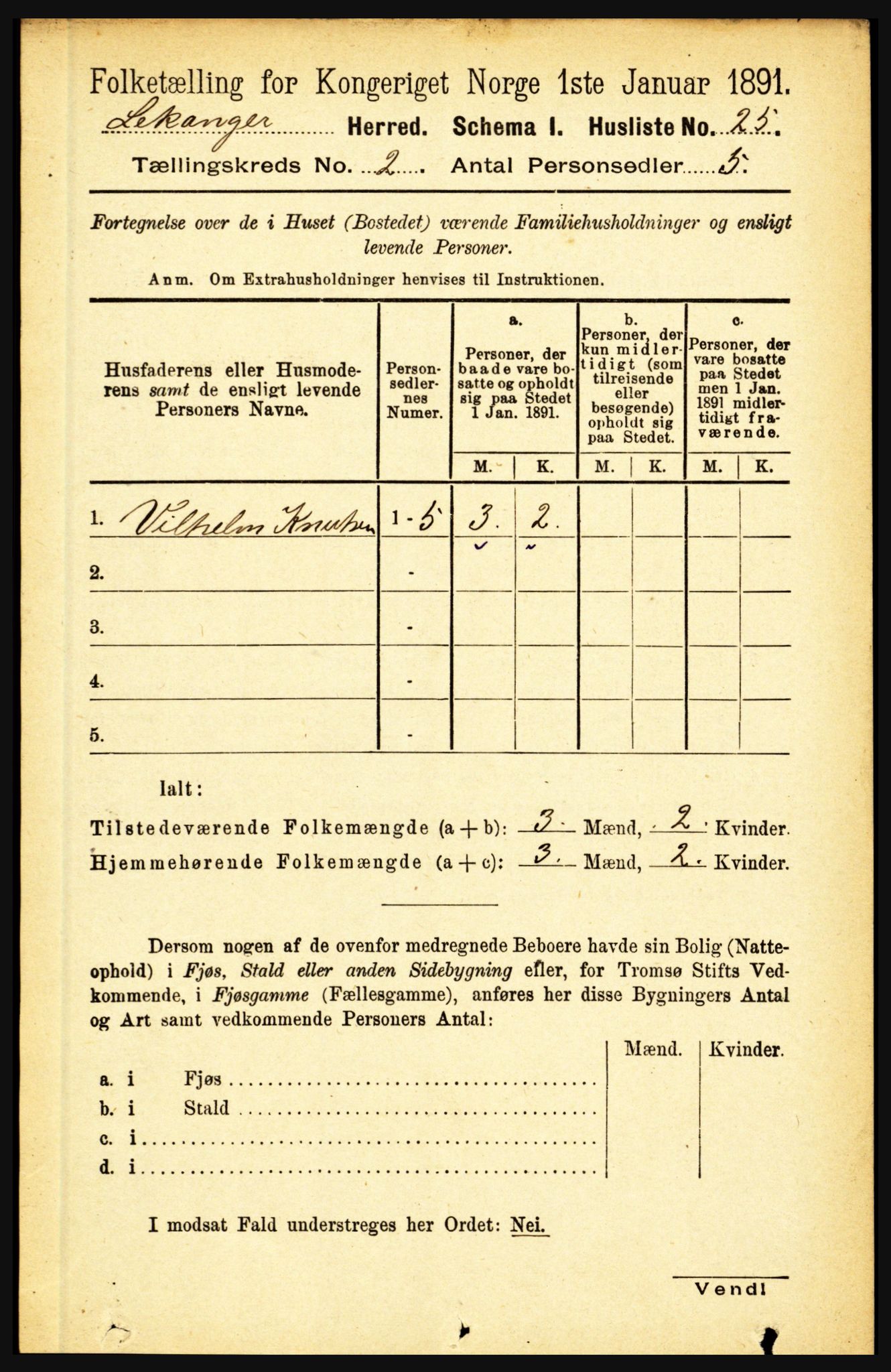 RA, 1891 census for 1419 Leikanger, 1891, p. 145