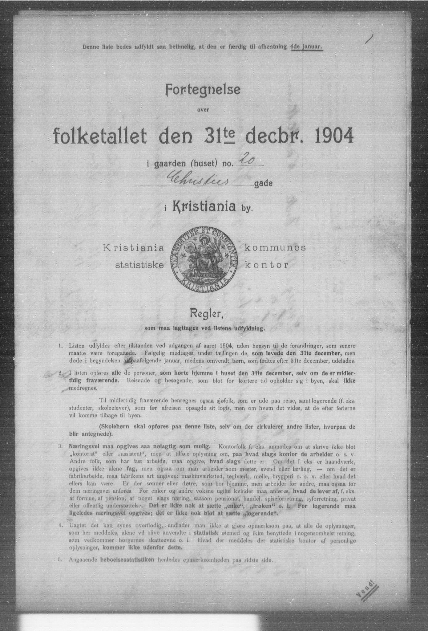 OBA, Municipal Census 1904 for Kristiania, 1904, p. 2597