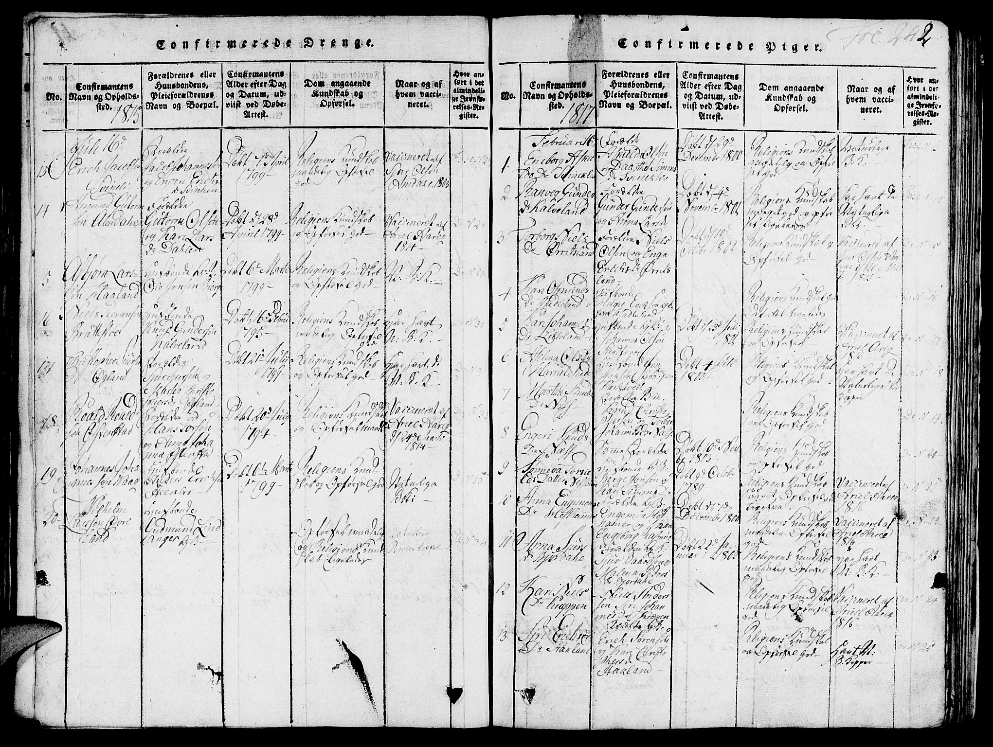 Skjold sokneprestkontor, SAST/A-101847/H/Ha/Hab/L0001: Parish register (copy) no. B 1, 1815-1835, p. 242
