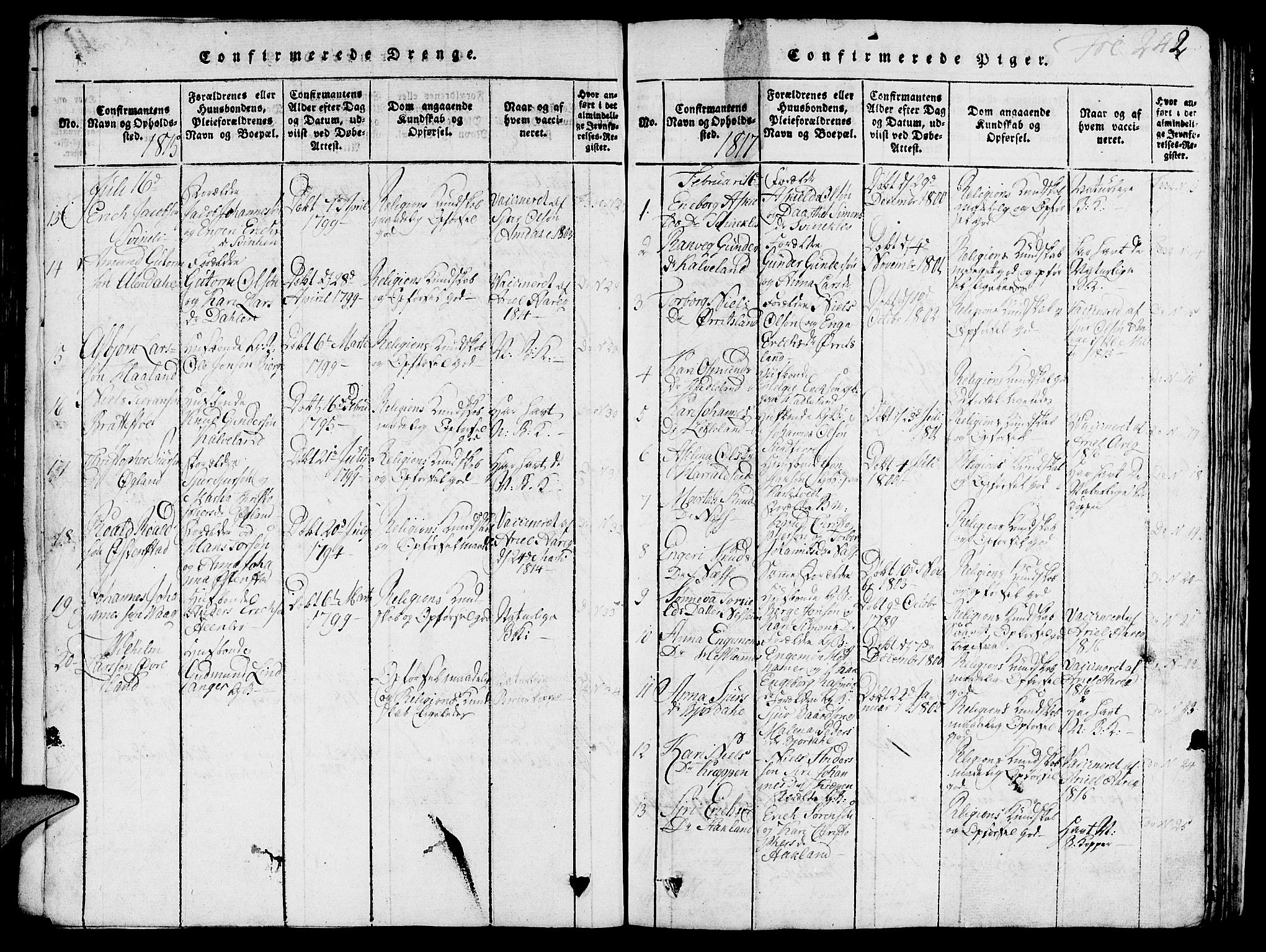 Skjold sokneprestkontor, AV/SAST-A-101847/H/Ha/Hab/L0001: Parish register (copy) no. B 1, 1815-1835, p. 242