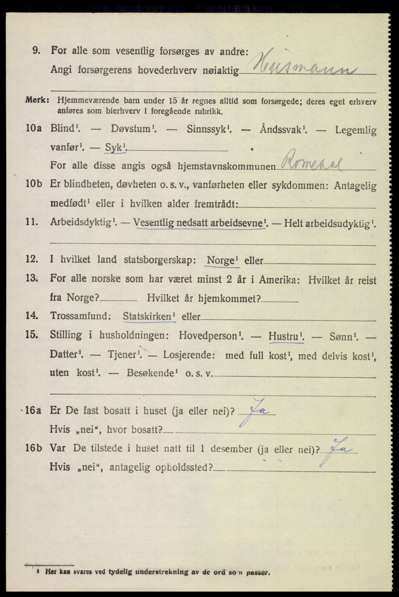 SAH, 1920 census for Romedal, 1920, p. 12584