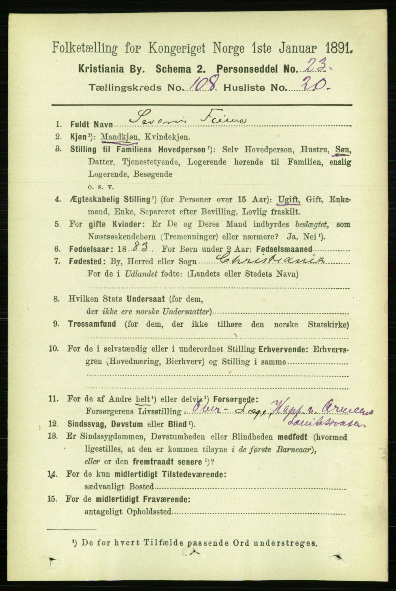 RA, 1891 census for 0301 Kristiania, 1891, p. 56077