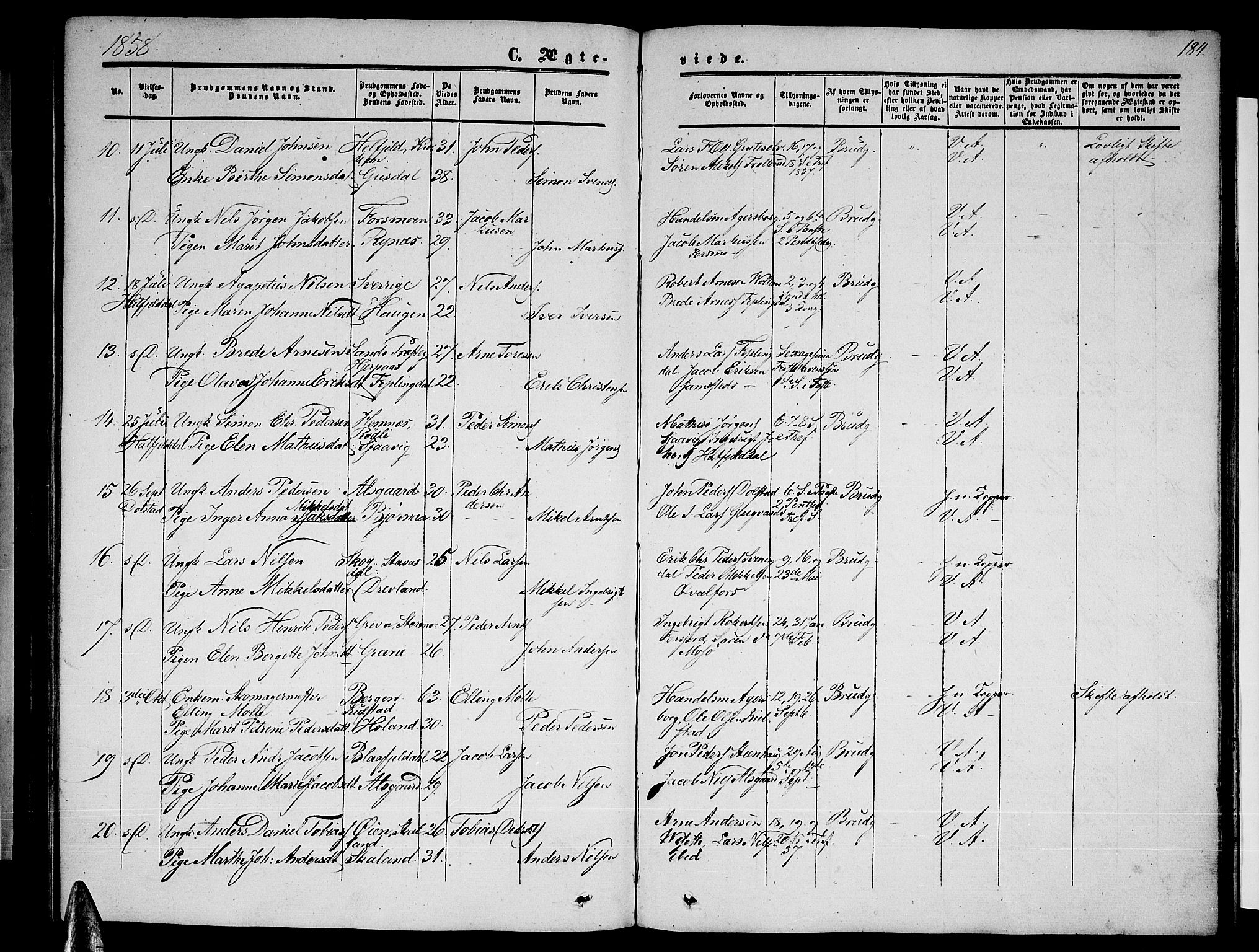 Ministerialprotokoller, klokkerbøker og fødselsregistre - Nordland, SAT/A-1459/820/L0301: Parish register (copy) no. 820C03, 1851-1858, p. 184