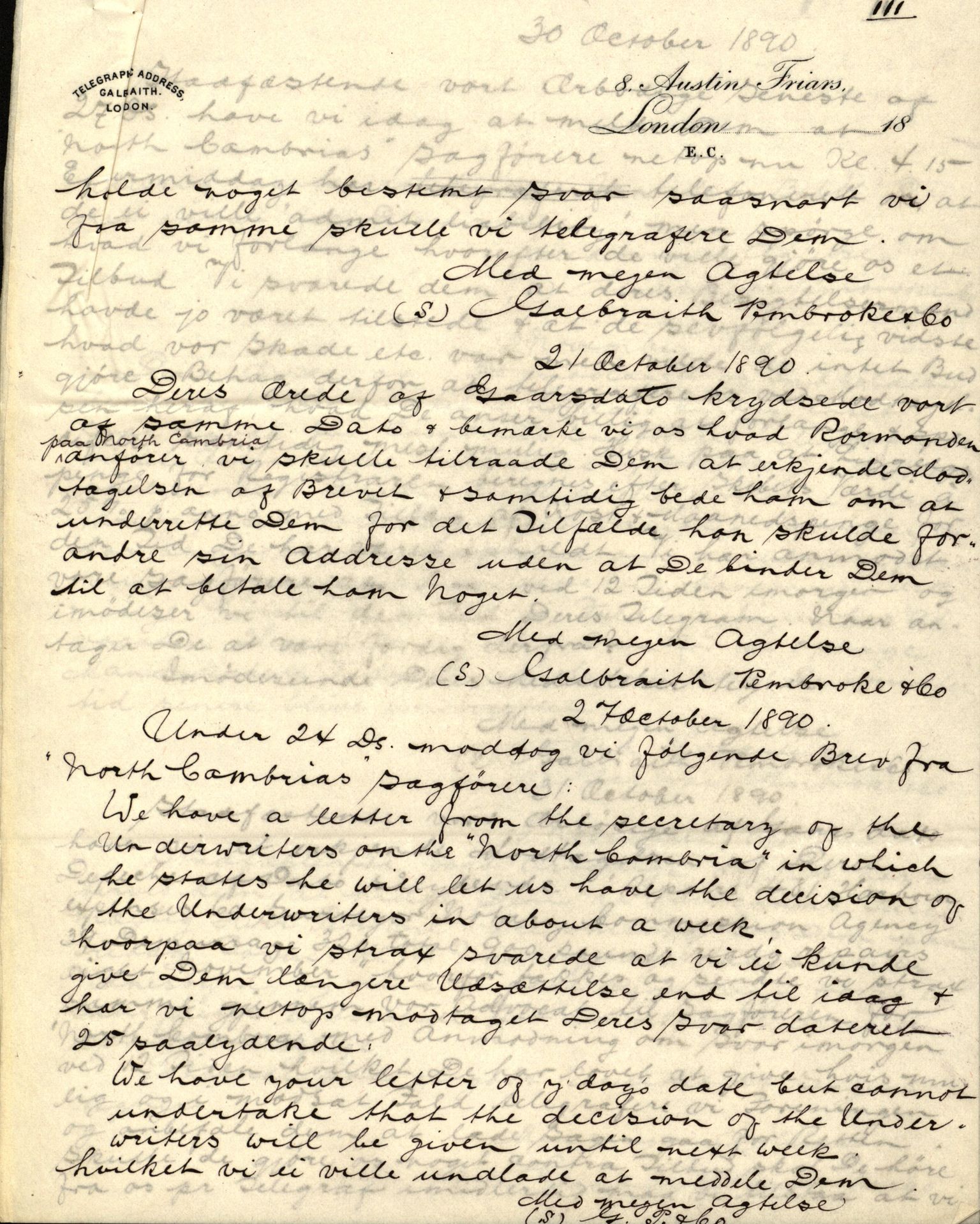 Pa 63 - Østlandske skibsassuranceforening, VEMU/A-1079/G/Ga/L0025/0004: Havaridokumenter / Imanuel, Hefhi, Guldregn, Haabet, Harald, Windsor, 1890, p. 45