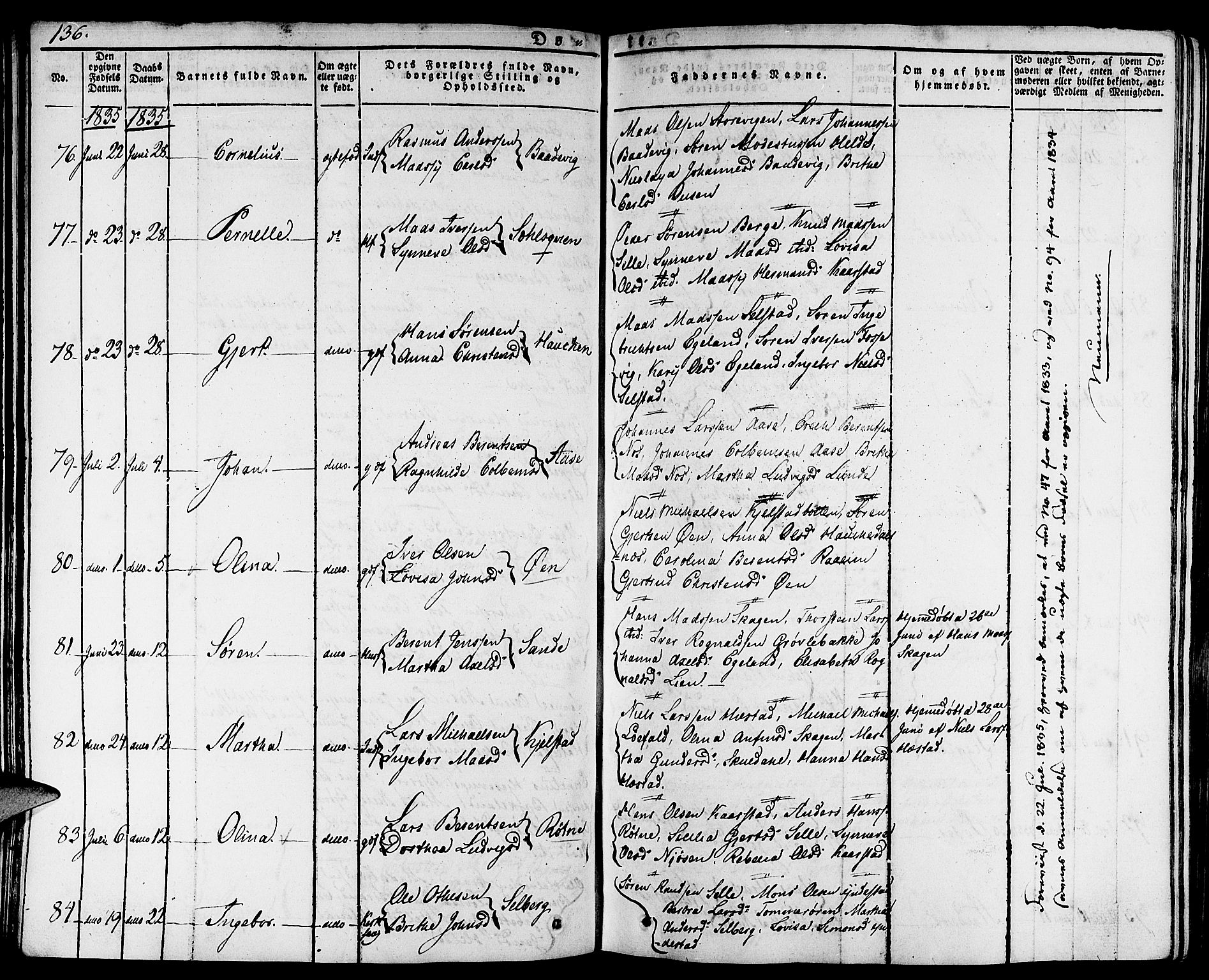 Gaular sokneprestembete, SAB/A-80001/H/Haa: Parish register (official) no. A 3, 1821-1840, p. 136