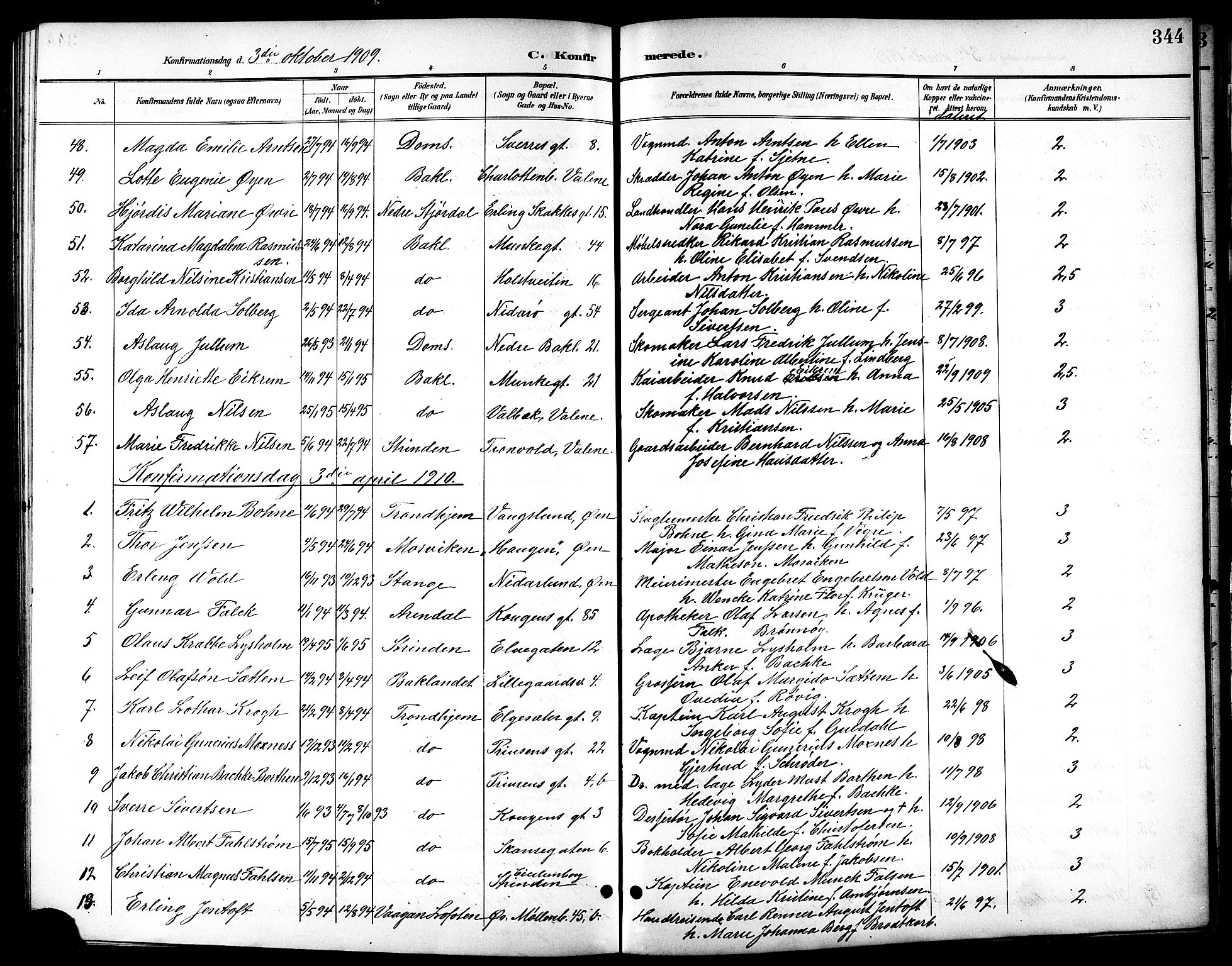 Ministerialprotokoller, klokkerbøker og fødselsregistre - Sør-Trøndelag, SAT/A-1456/601/L0094: Parish register (copy) no. 601C12, 1898-1911, p. 344