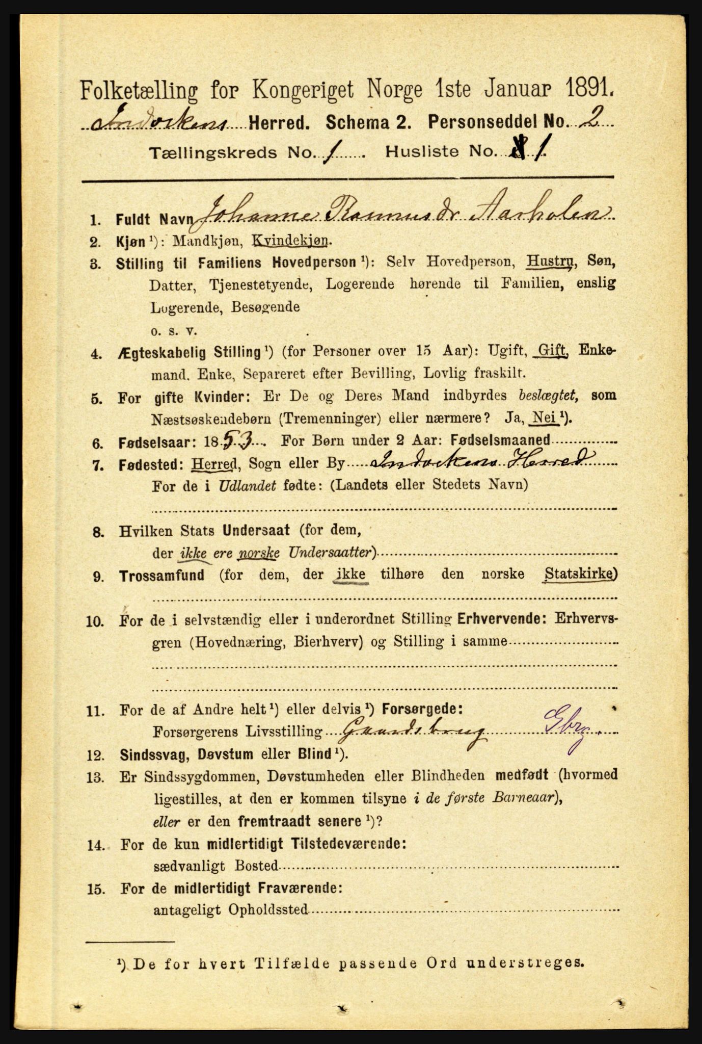 RA, 1891 census for 1447 Innvik, 1891, p. 105