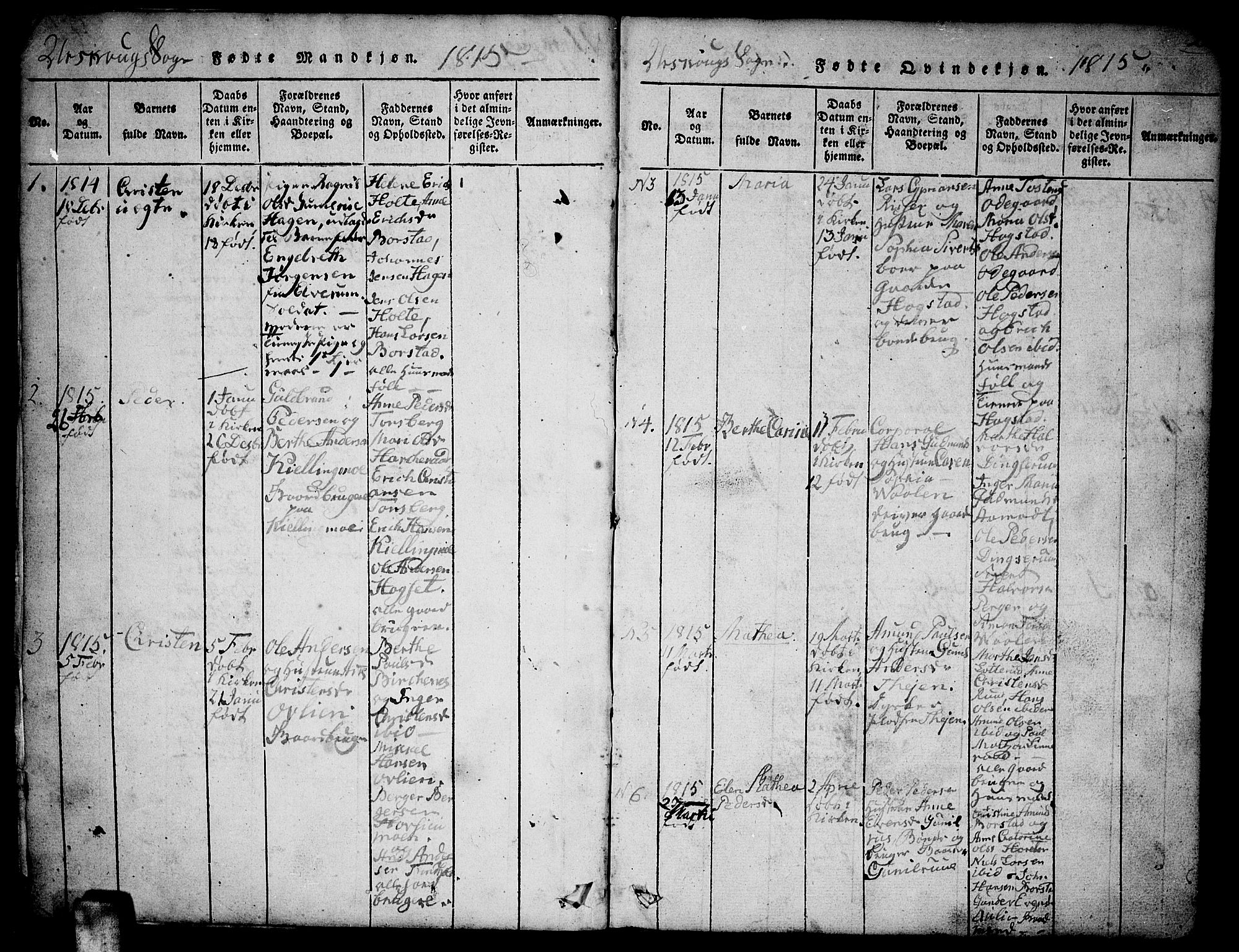 Aurskog prestekontor Kirkebøker, SAO/A-10304a/F/Fa/L0005: Parish register (official) no. I 5, 1814-1829, p. 2