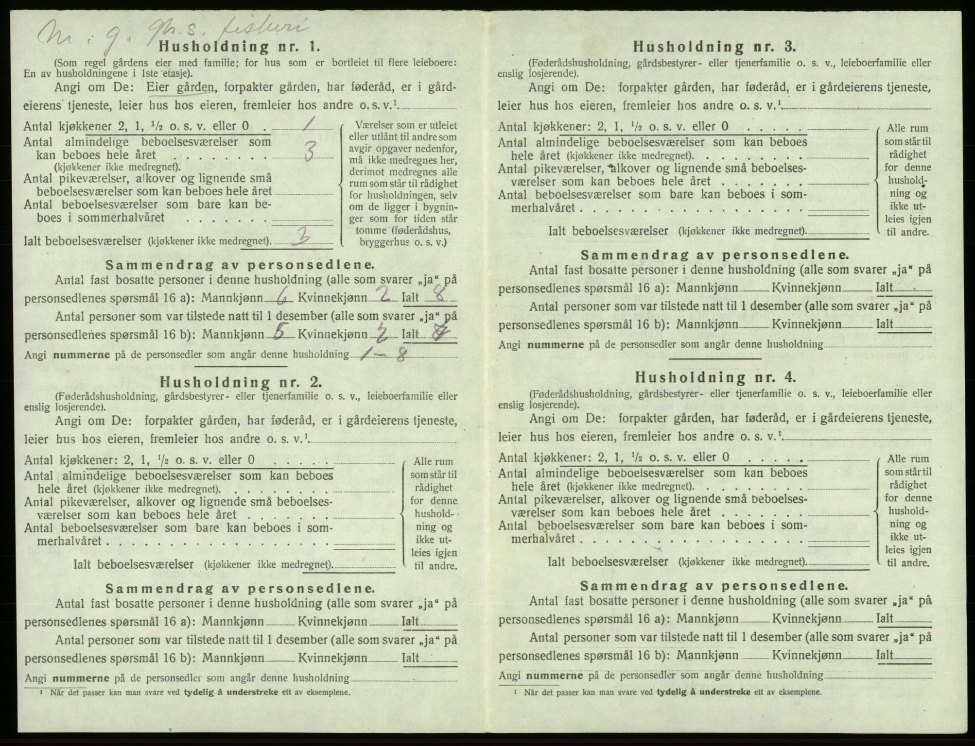 SAB, 1920 census for Sveio, 1920, p. 494