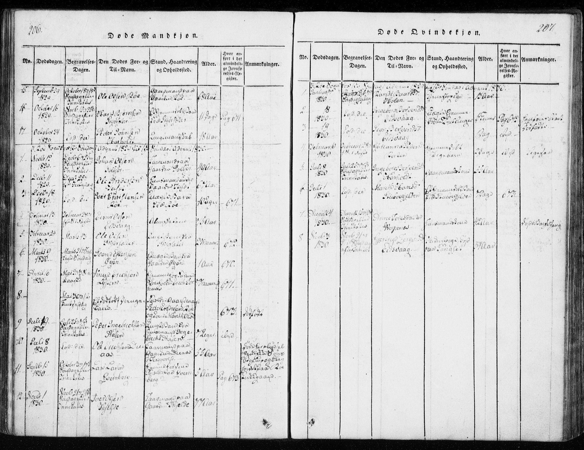 Ministerialprotokoller, klokkerbøker og fødselsregistre - Møre og Romsdal, AV/SAT-A-1454/551/L0623: Parish register (official) no. 551A03, 1818-1831, p. 206-207